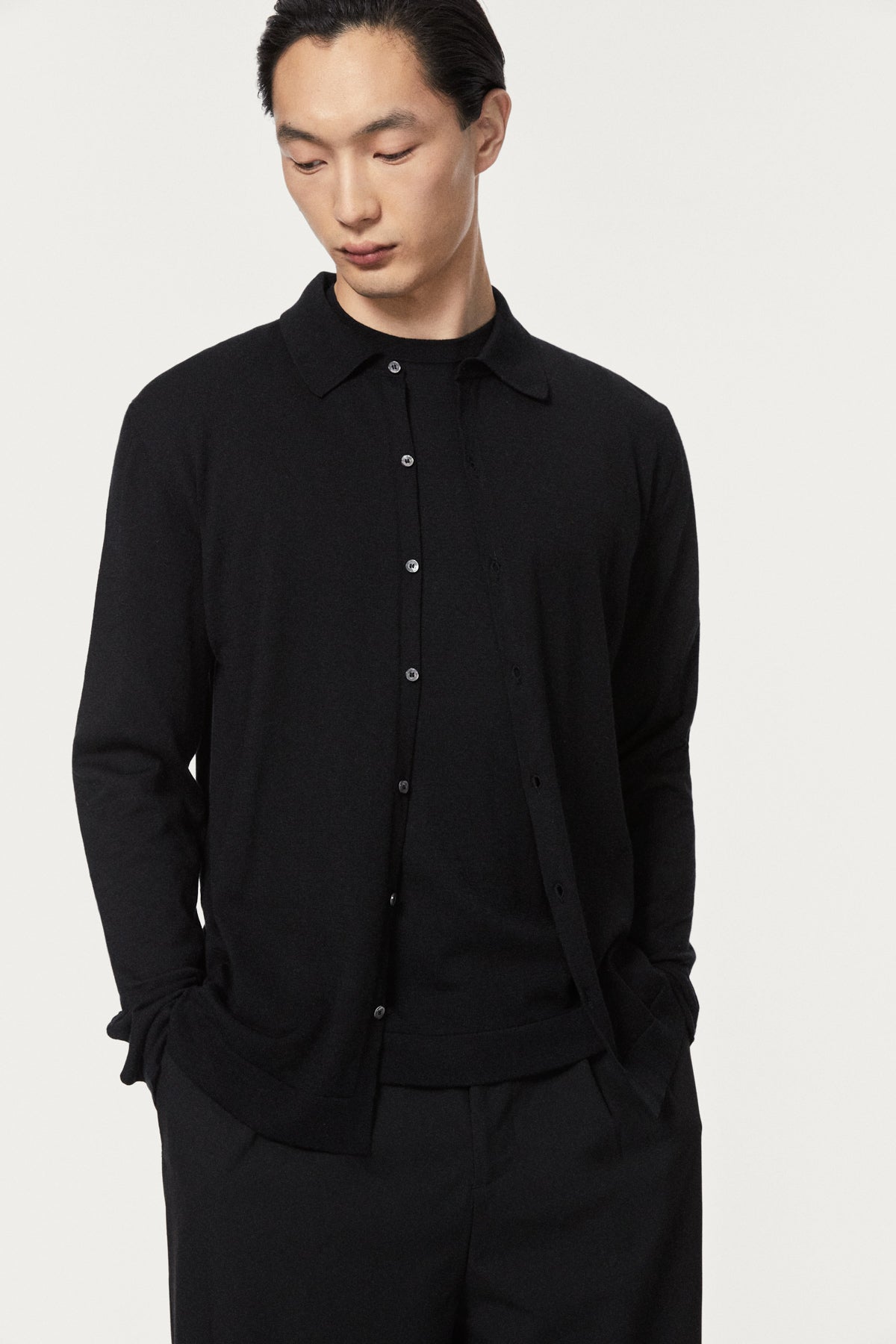 The Organic Cotton Knit Shirt - black