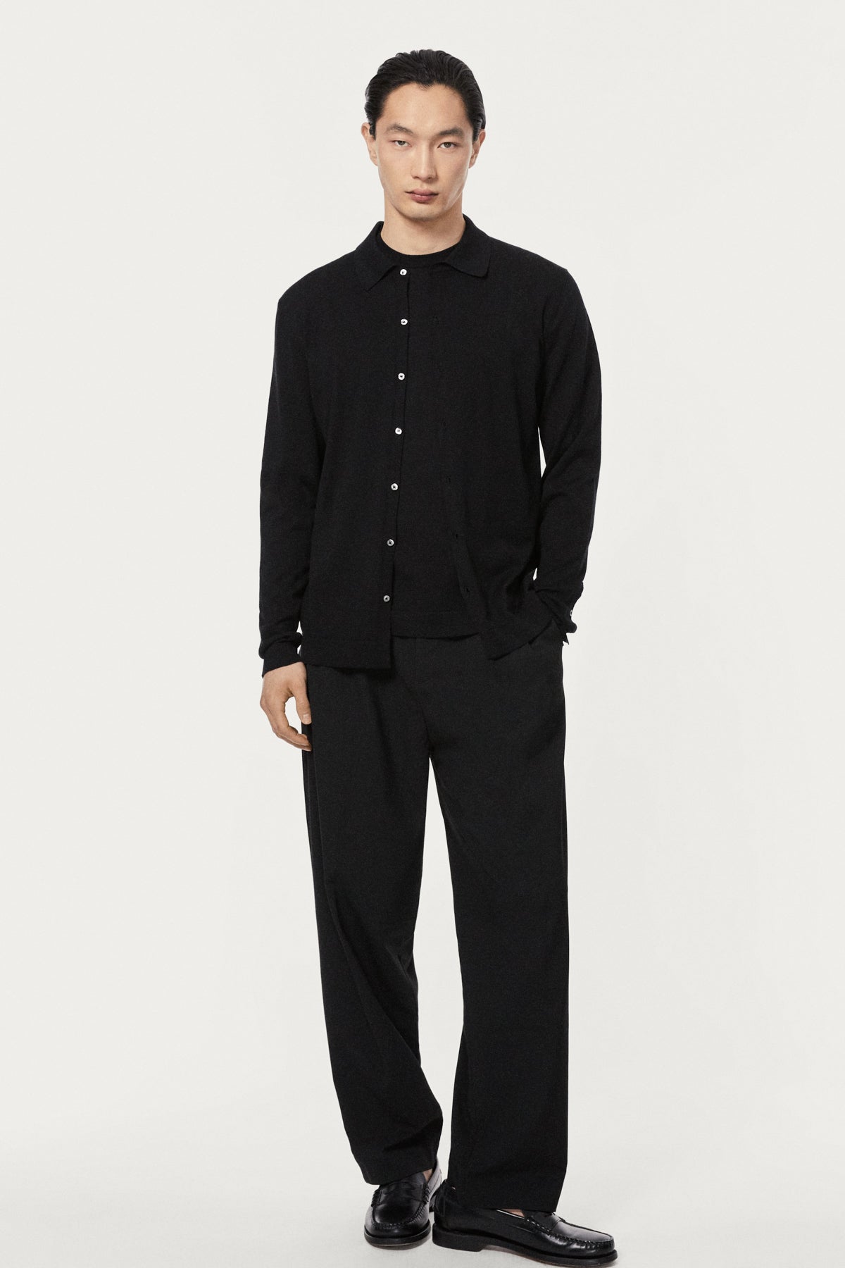 The Organic Cotton Knit Shirt - black