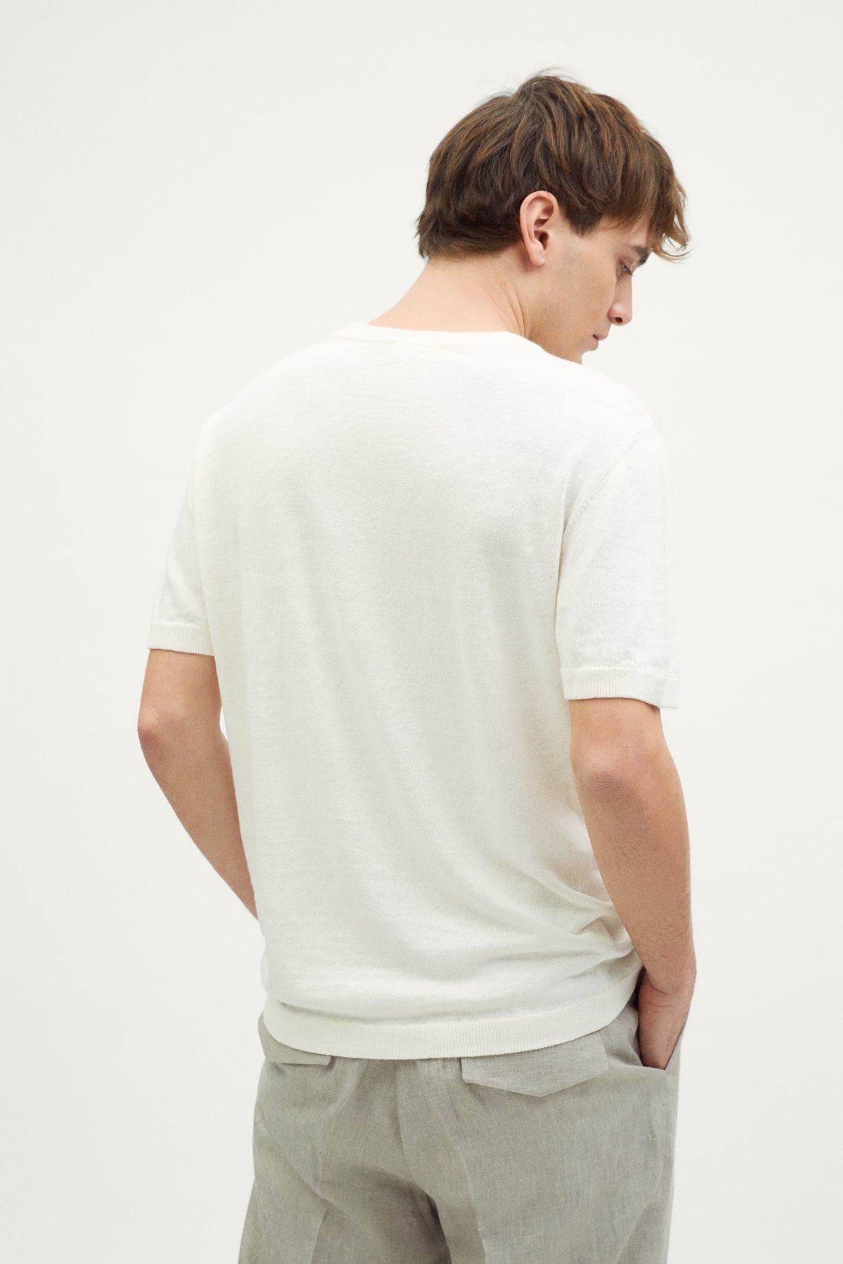 The Linen Cotton Knit T-Shirt ivory white