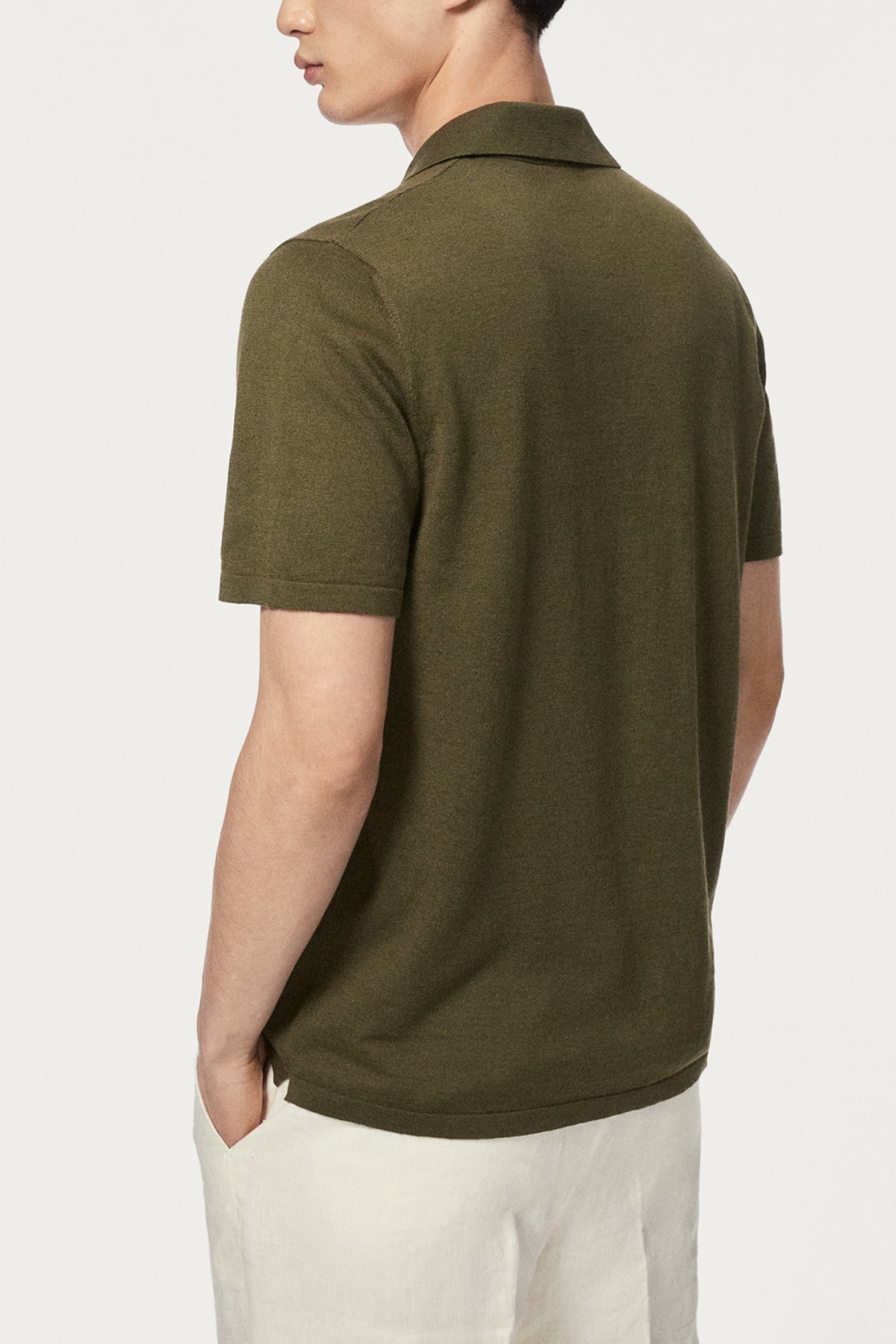 Kurzärmeliges Poloshirt aus Leinen/Baumwolle