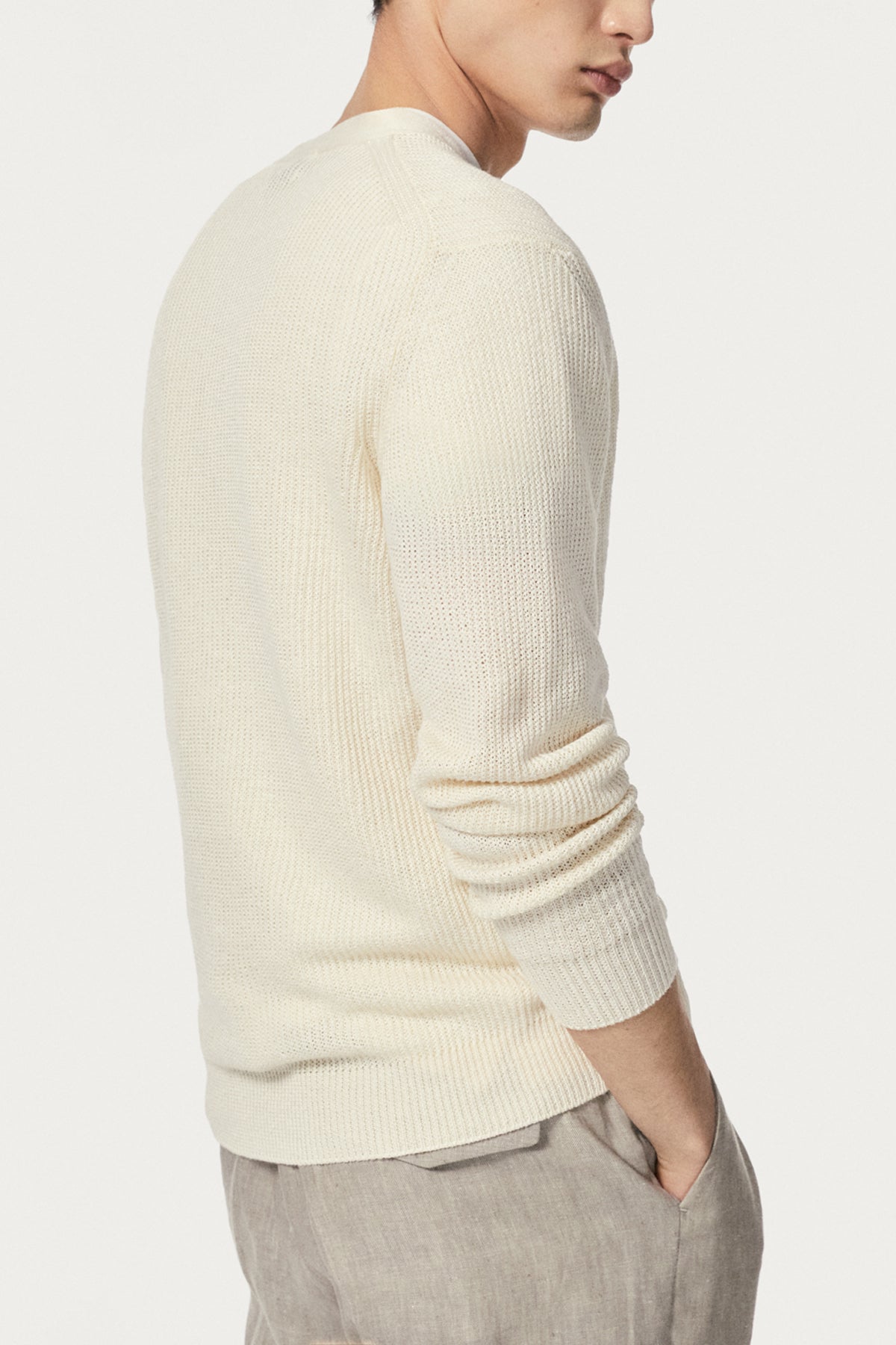 Cardigan a Costine in Lino e Cotone