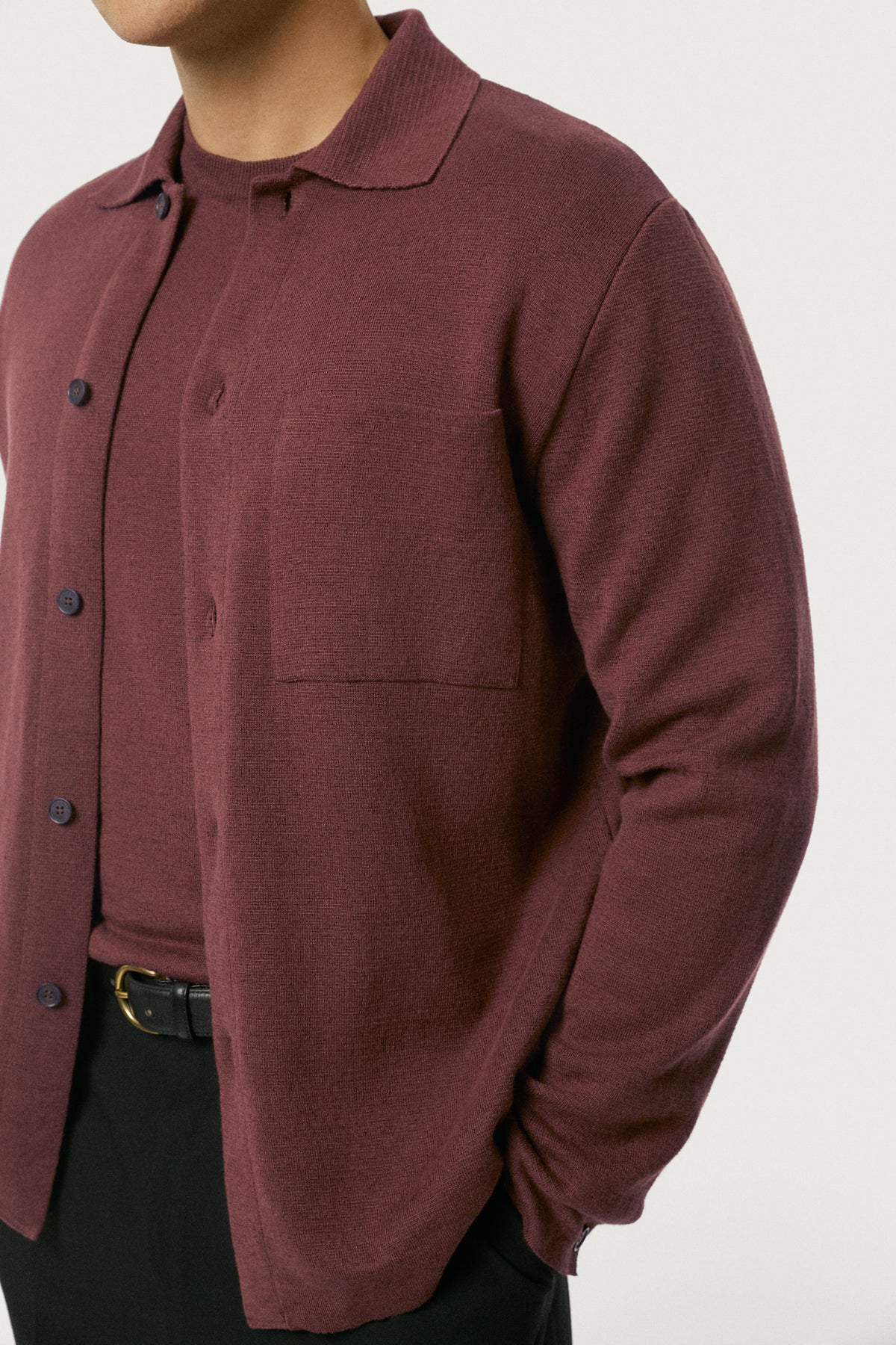 The Linen Cotton Lightweight Overshirt Mahogany