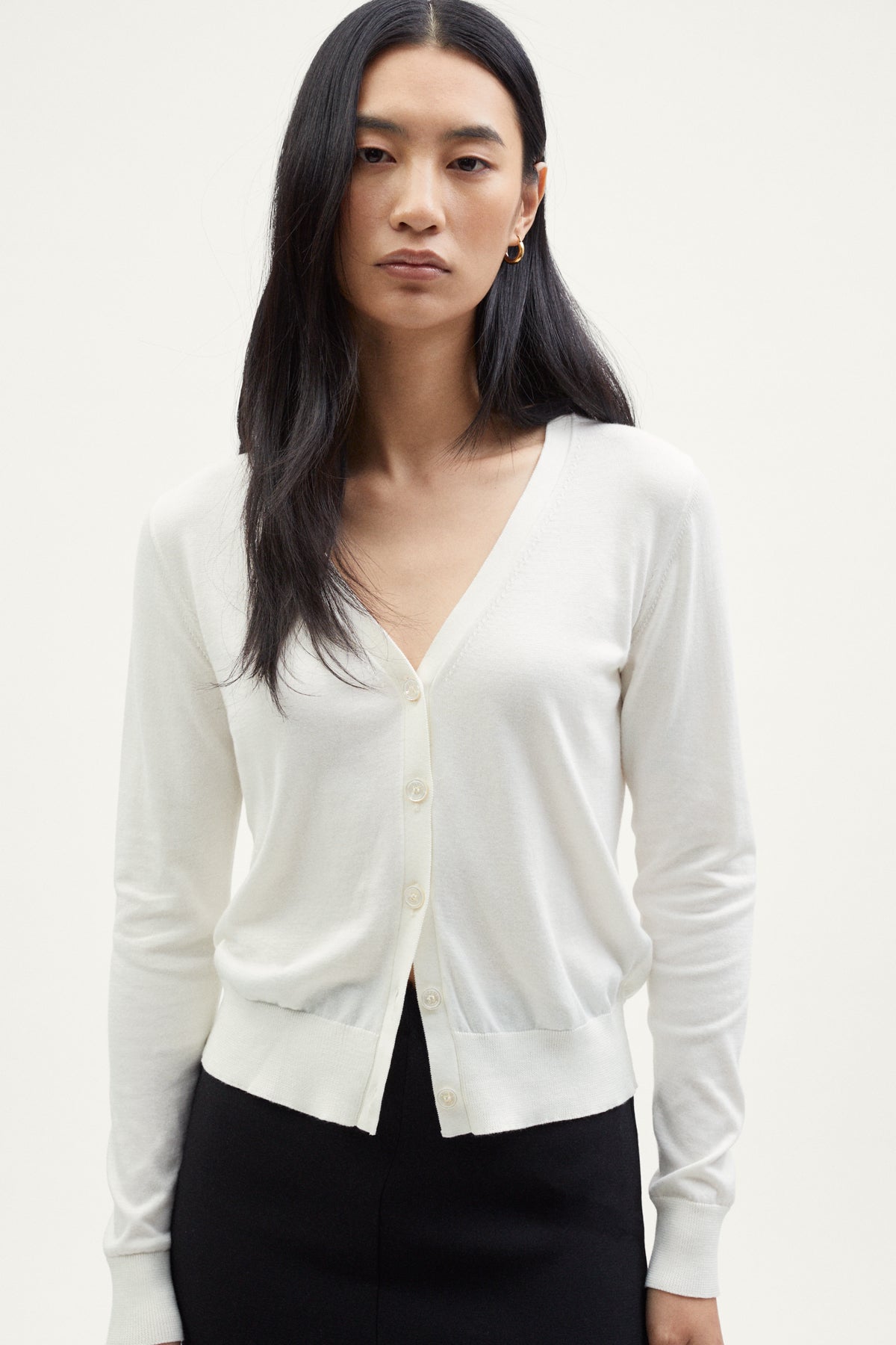 The Organic Cotton Lightweight Cardigan milk white
