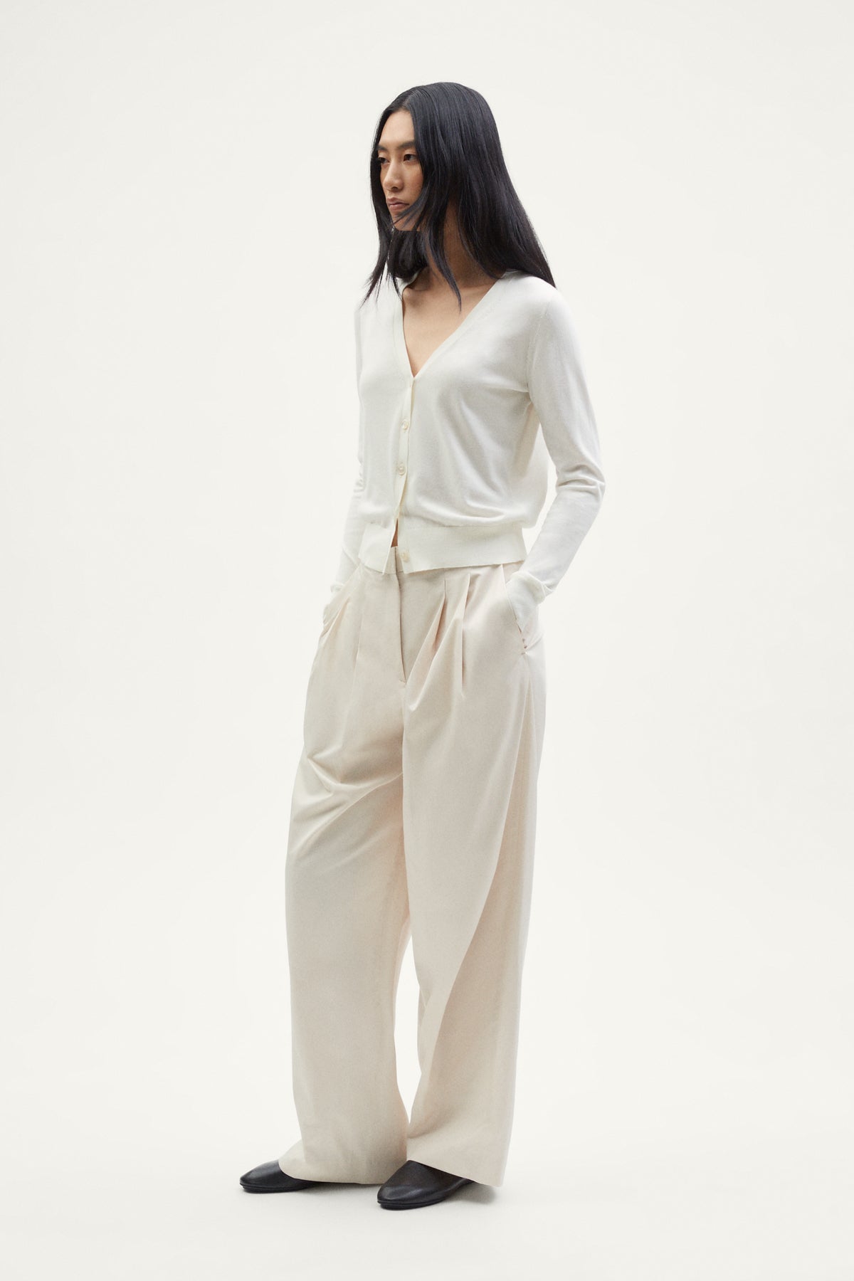 The Organic Cotton Lightweight Cardigan milk white