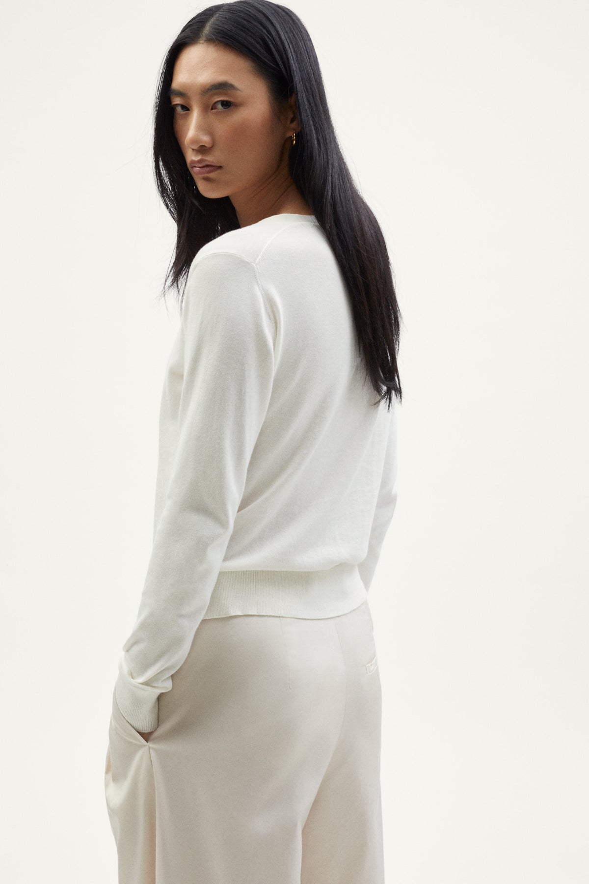 The Organic Cotton Lightweight Cardigan milk white