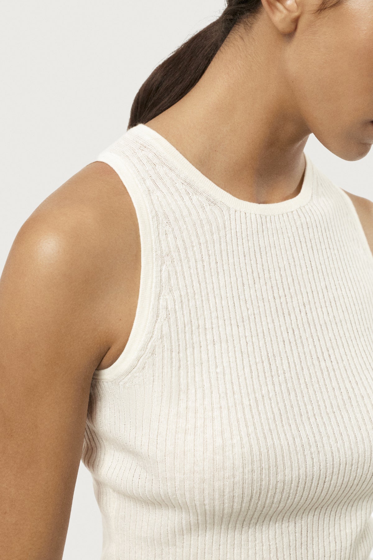 Tank Top a coste in Lino Cotone