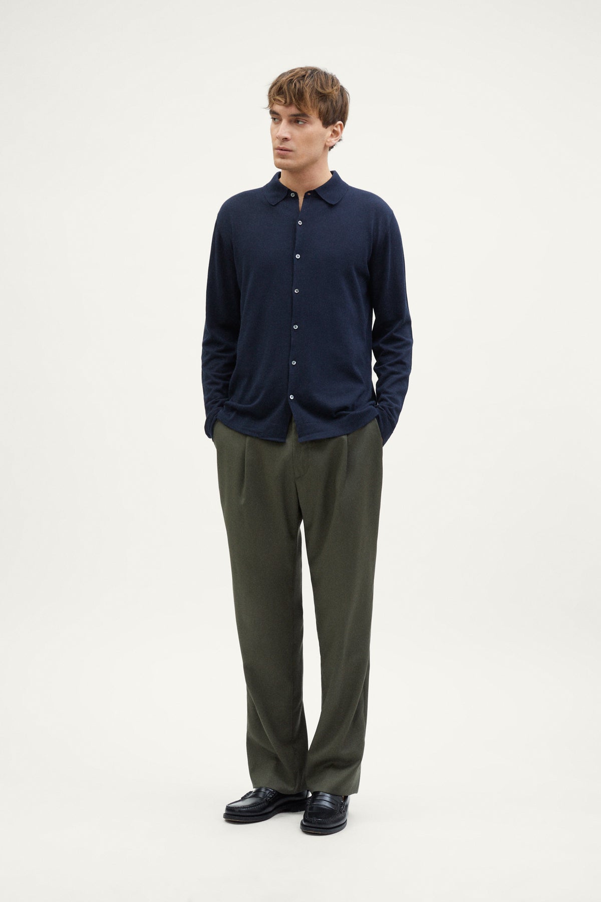 The Organic Cotton Knit Shirt deep blue