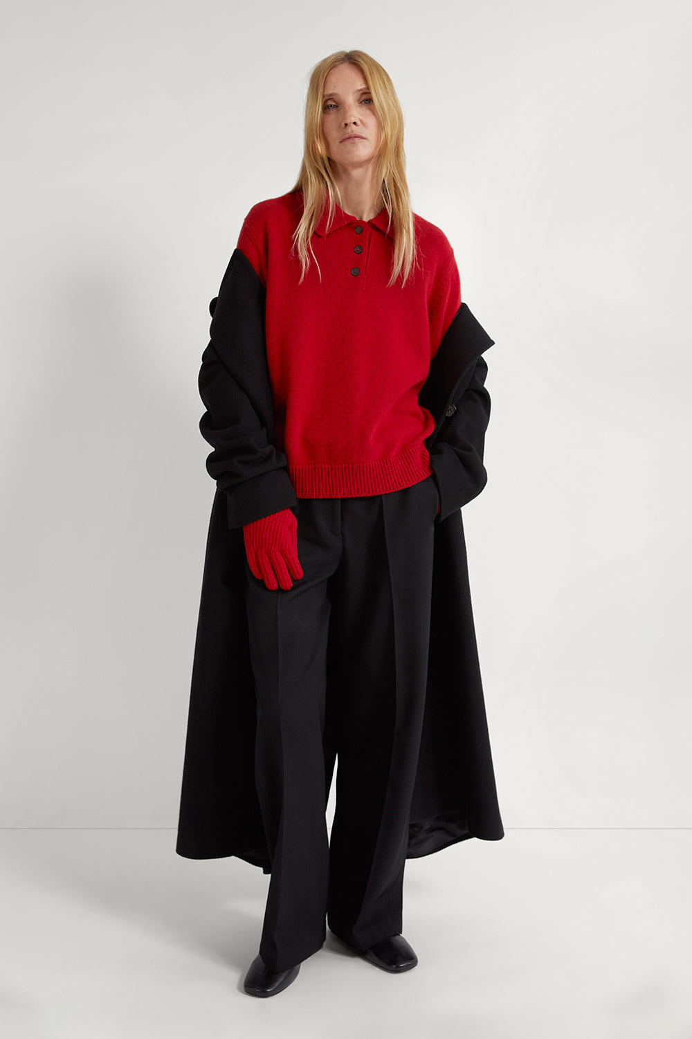 The Woolen Ribbed Gloves For Woman Red / XS