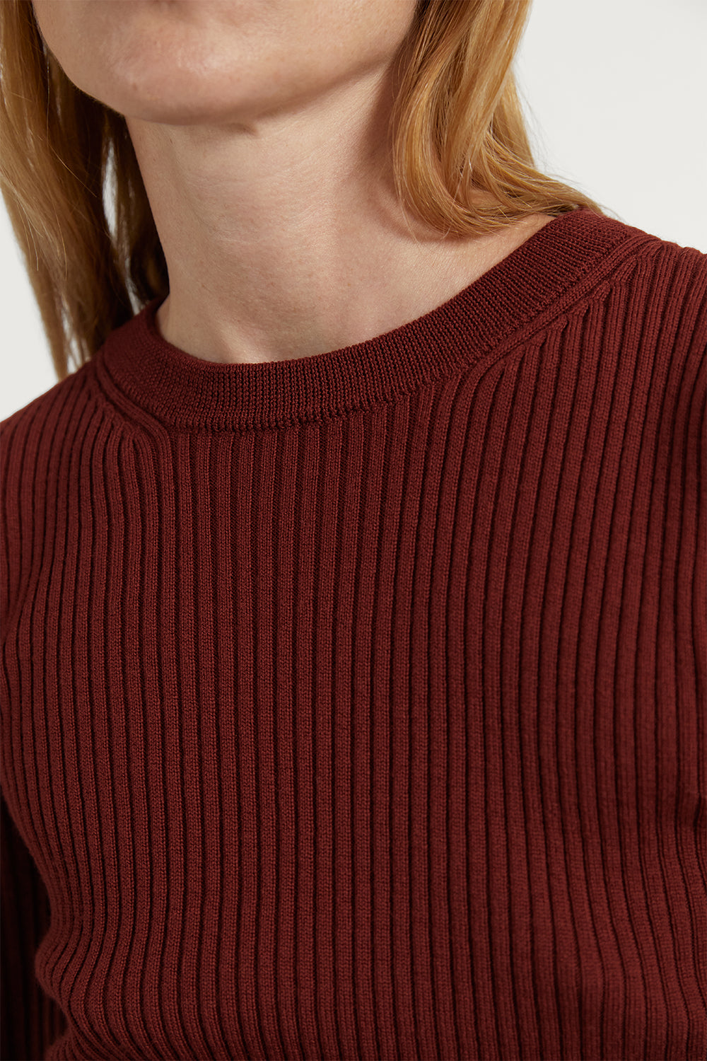 The Merino Wool Ribbed Sweater Tuscan Red