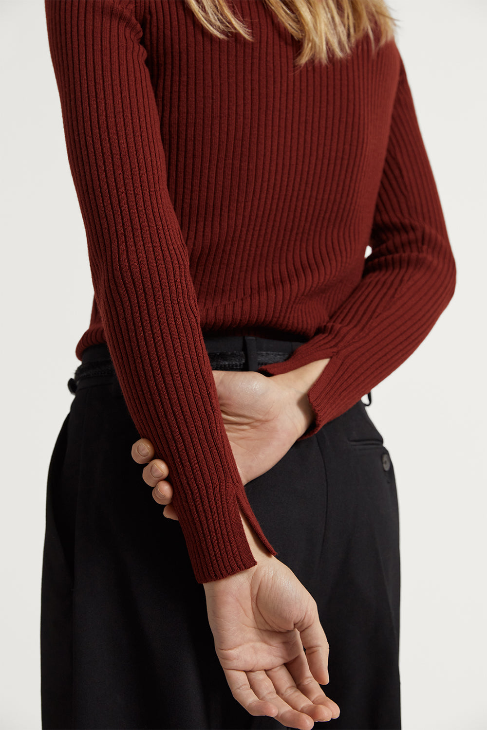 The Merino Wool Ribbed Sweater Tuscan Red