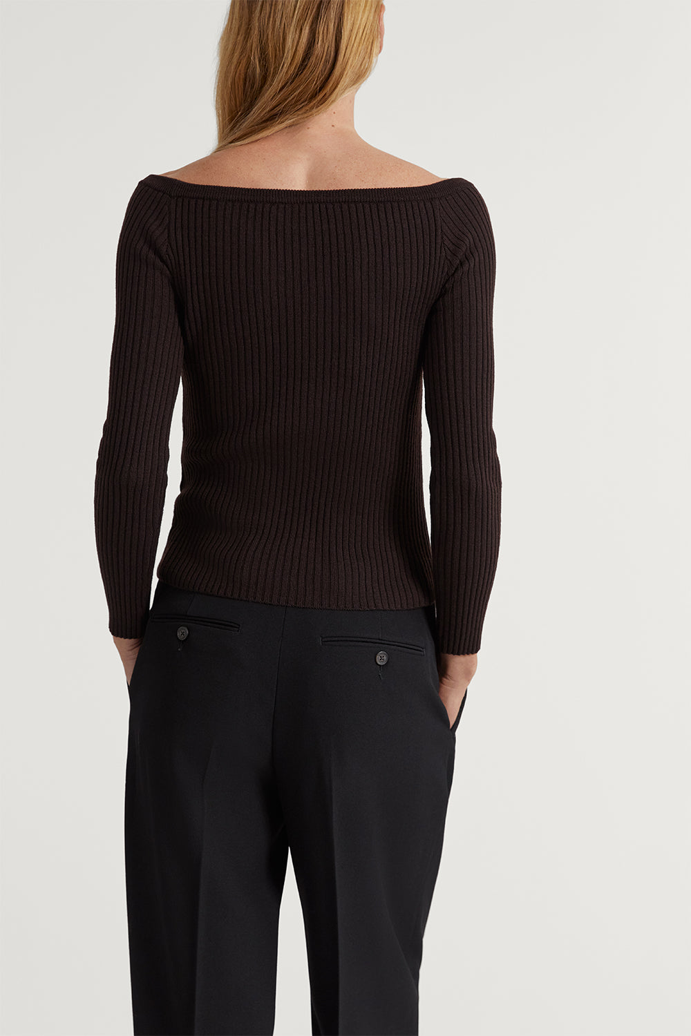 The Merino Wool Off-The-Shoulder Top Ebony