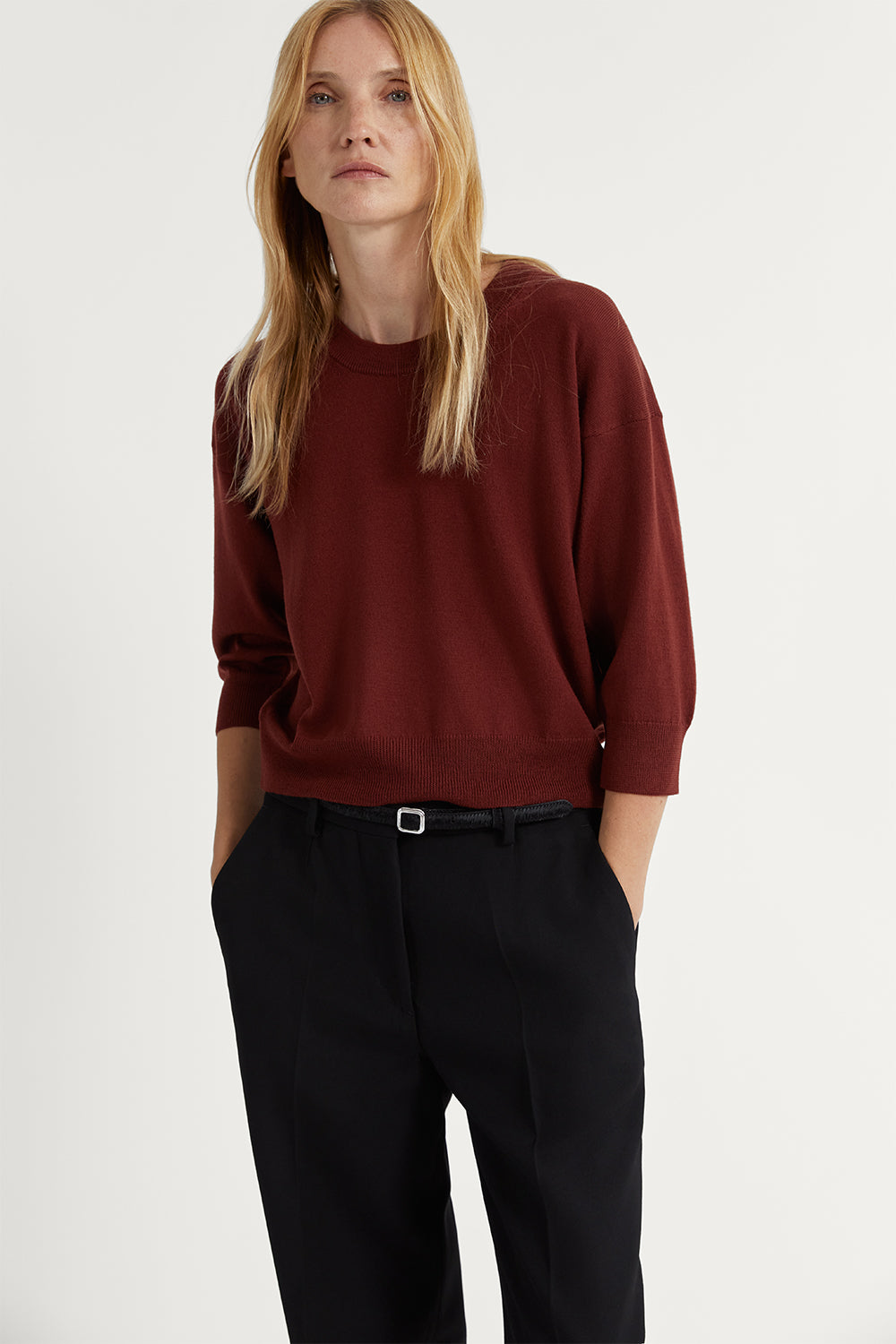 The Merino Wool Boxy T-Shirt Tuscan Red