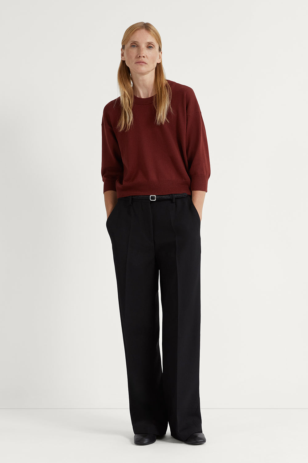 The Merino Wool Boxy T-Shirt Tuscan Red