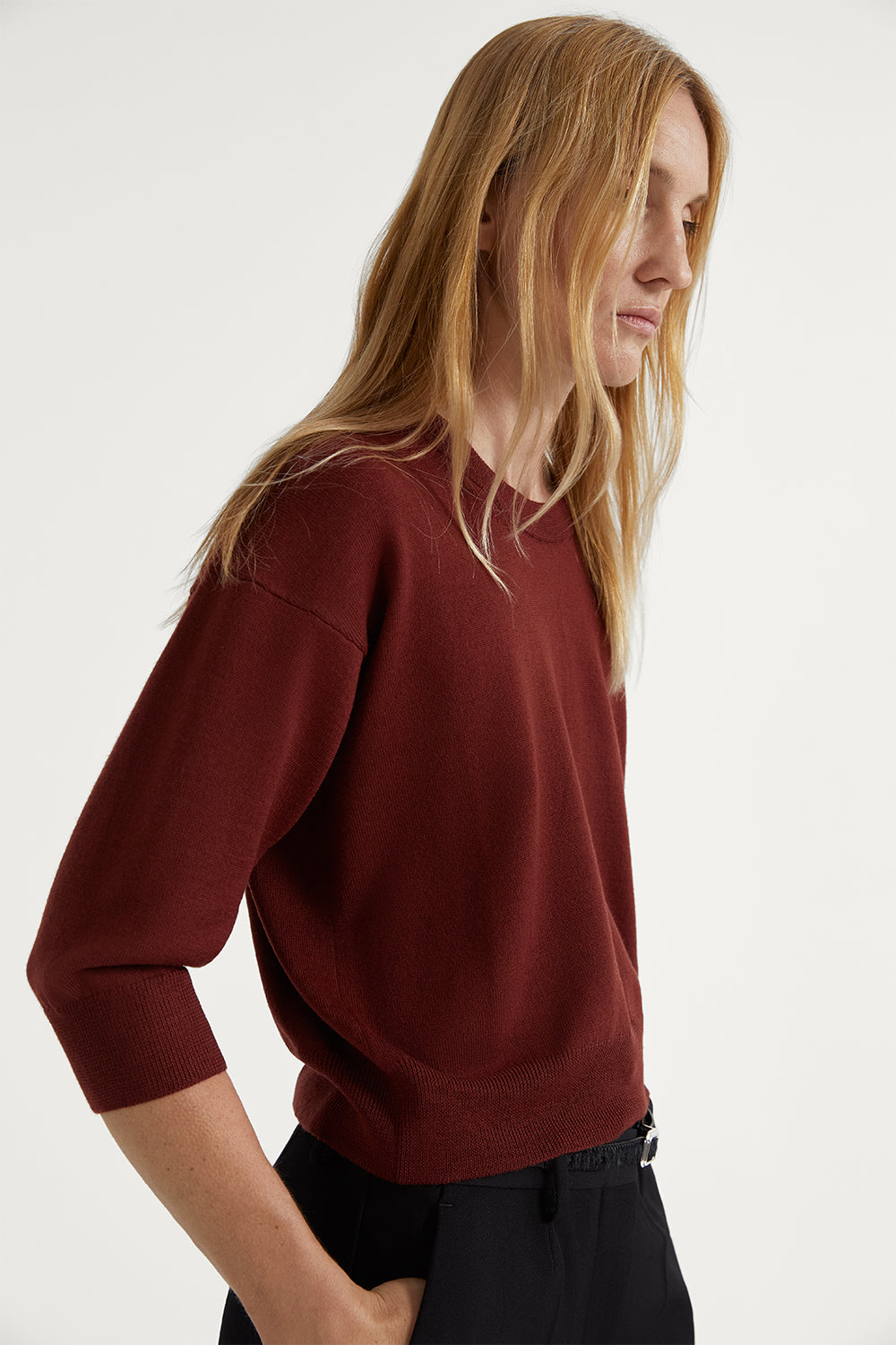 The Merino Wool Boxy T-Shirt Tuscan Red