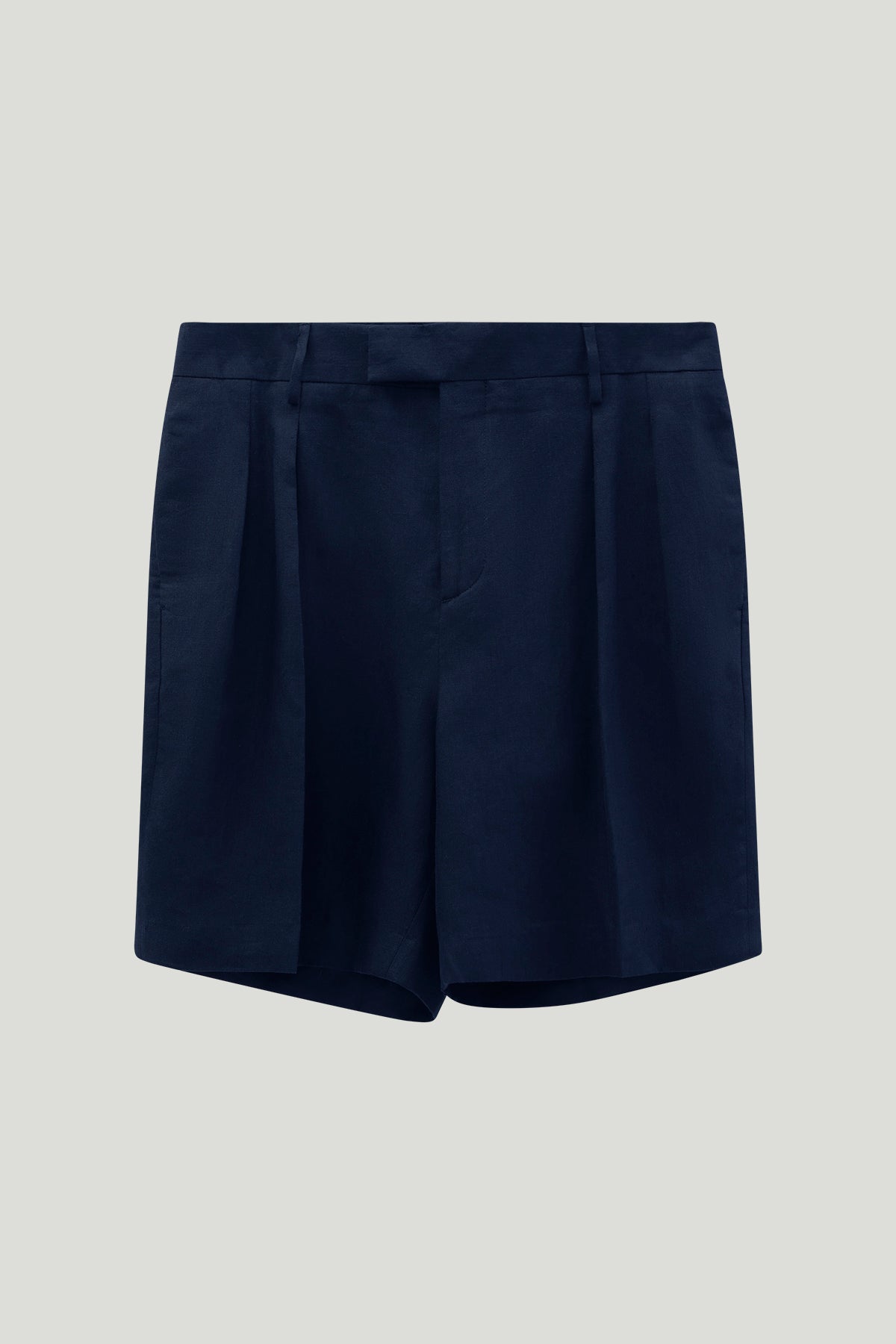 The Linen Twill Bermuda Shorts - dark blue
