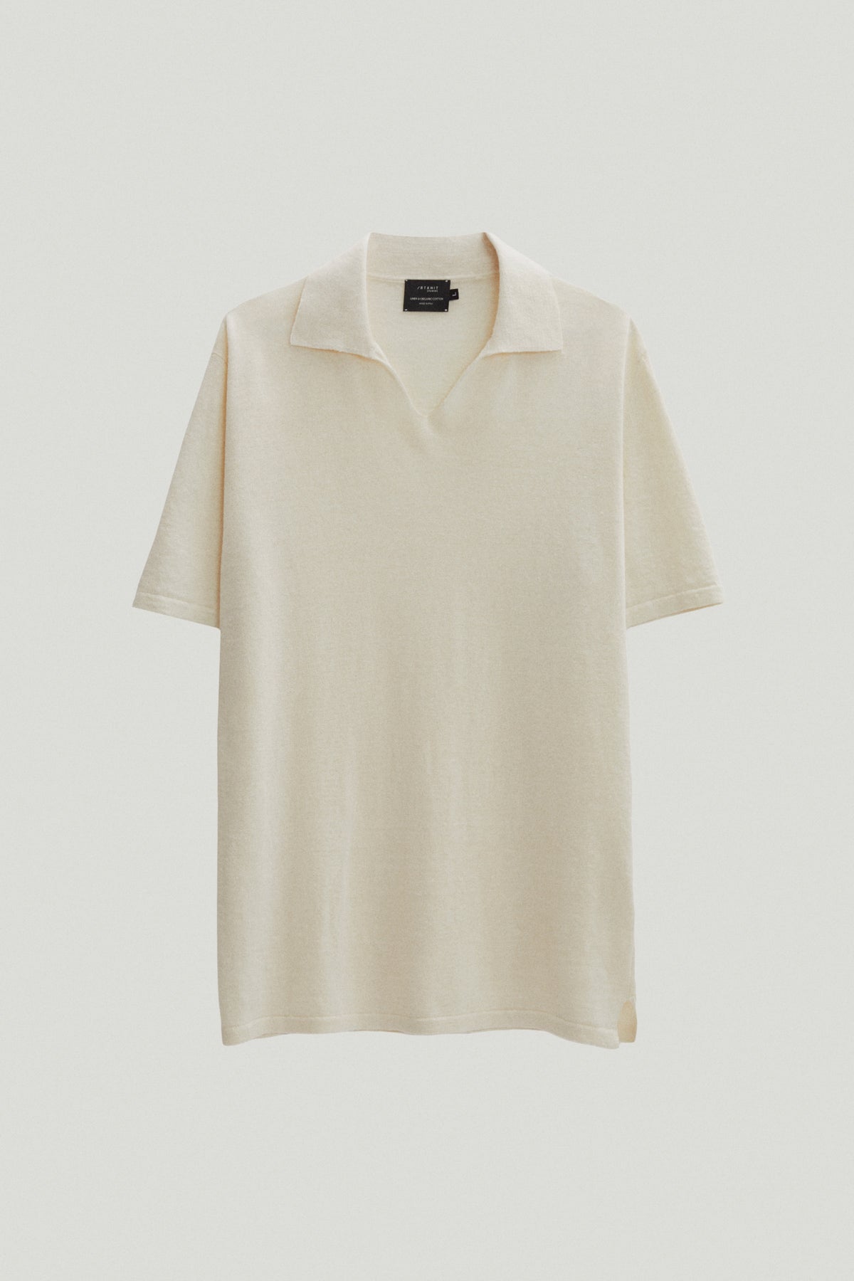the linen cotton v neck polo milk white