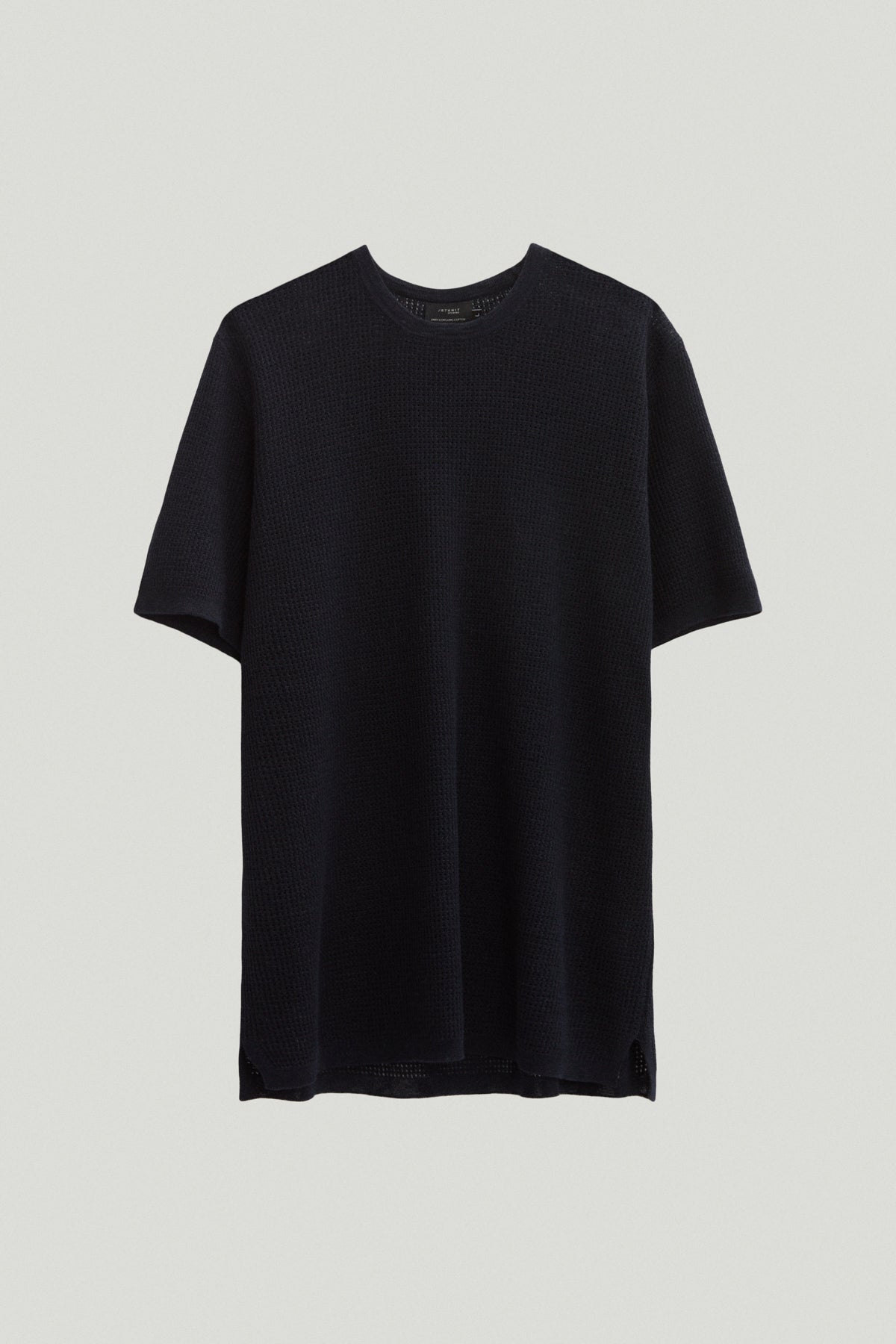 the linen cotton crochet t shirt blue navy