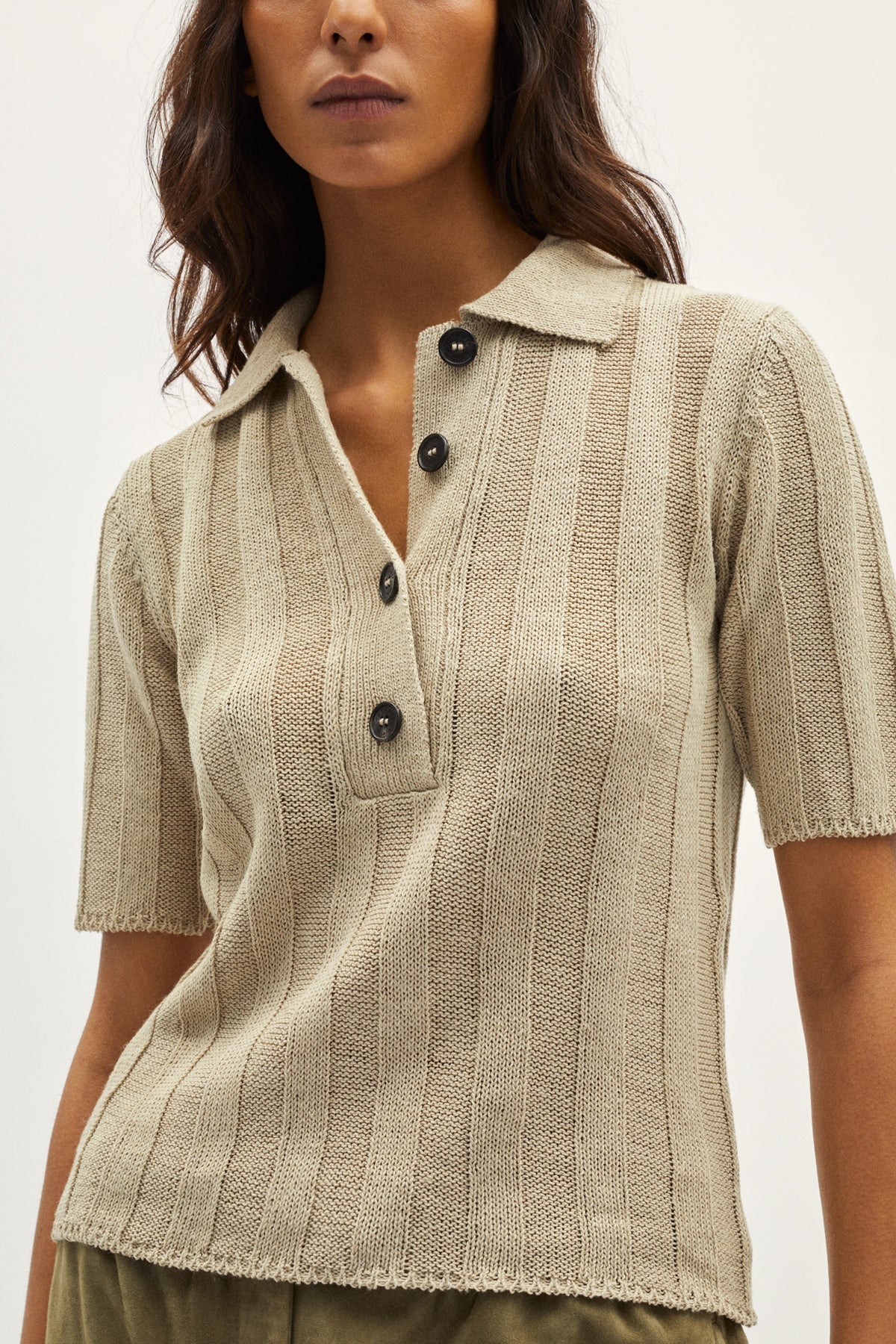 the upcycled linen polo undyed greige