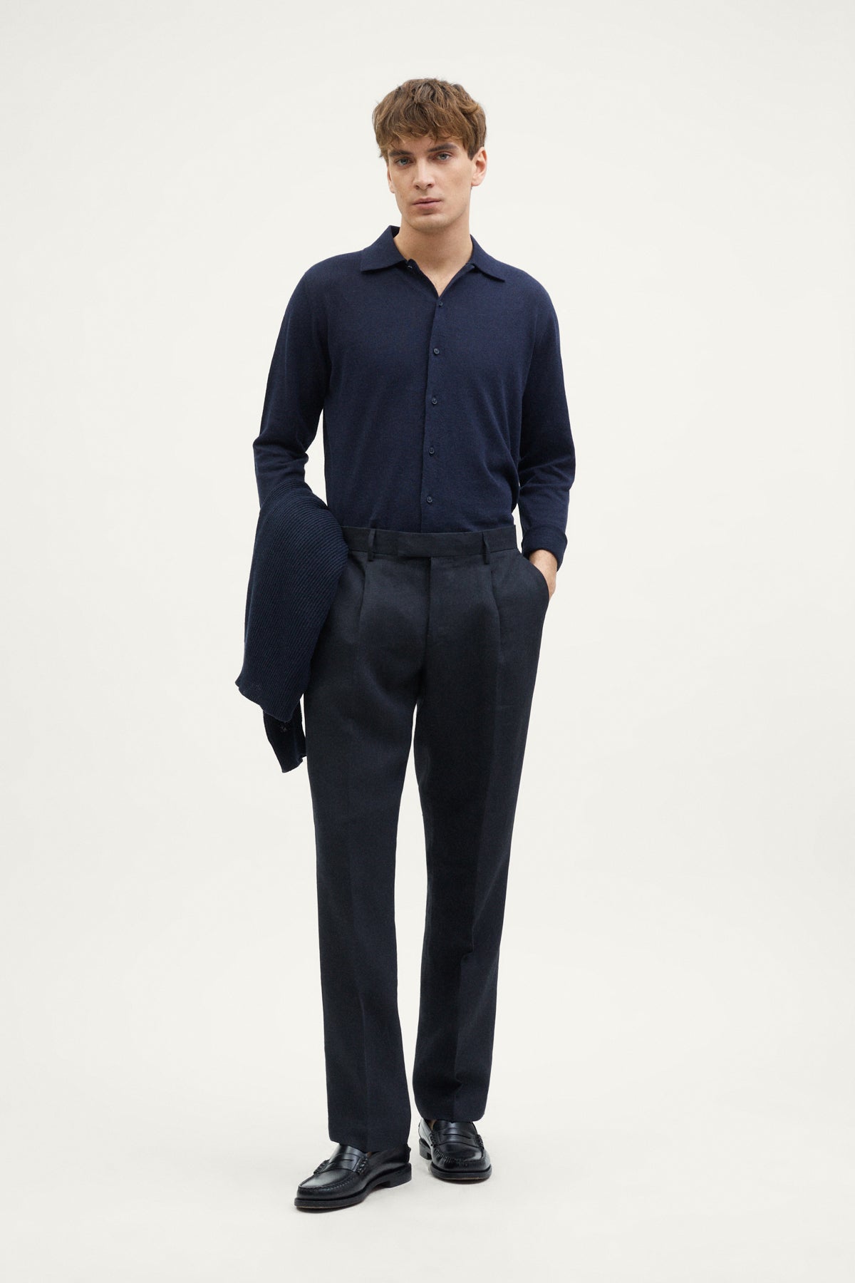 The Linen Twill Trousers - dark blue