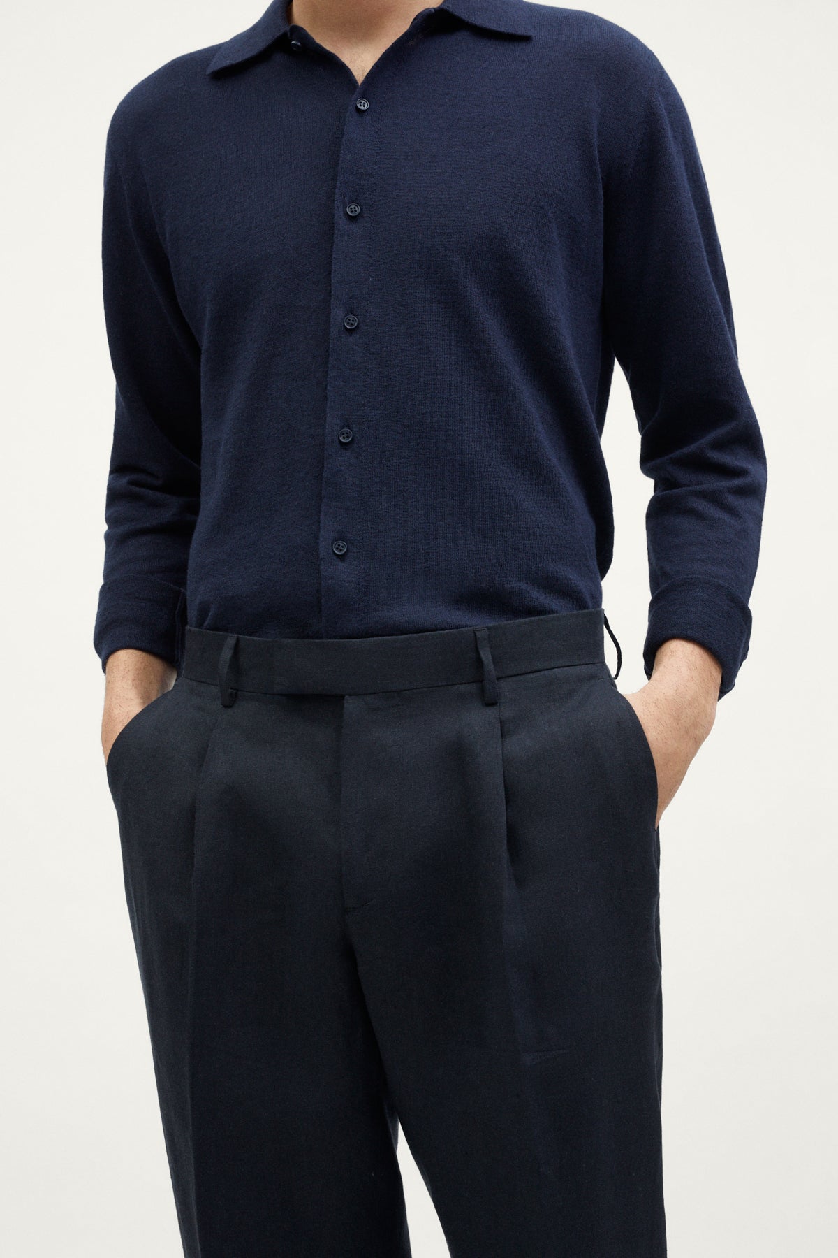 The Linen Twill Trousers - dark blue