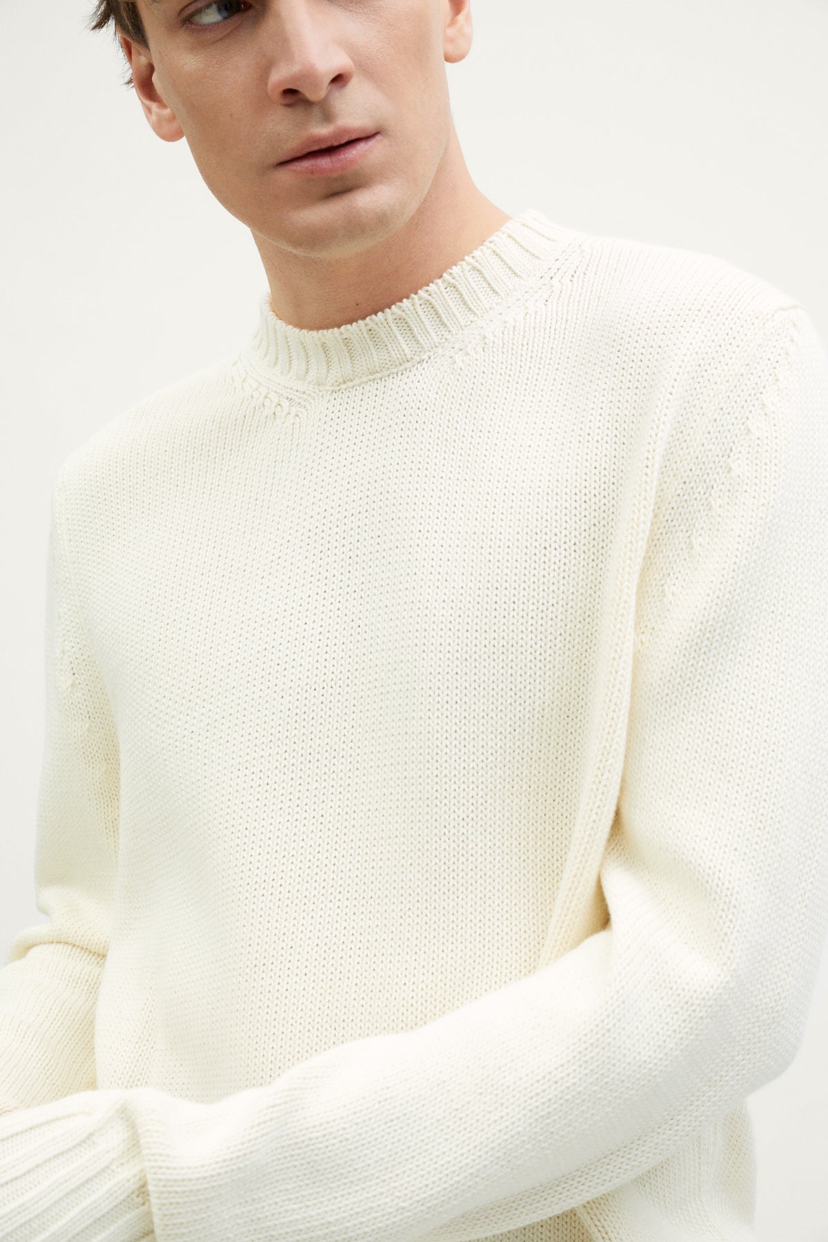 the organic cotton tricot sweater crewneck milk white