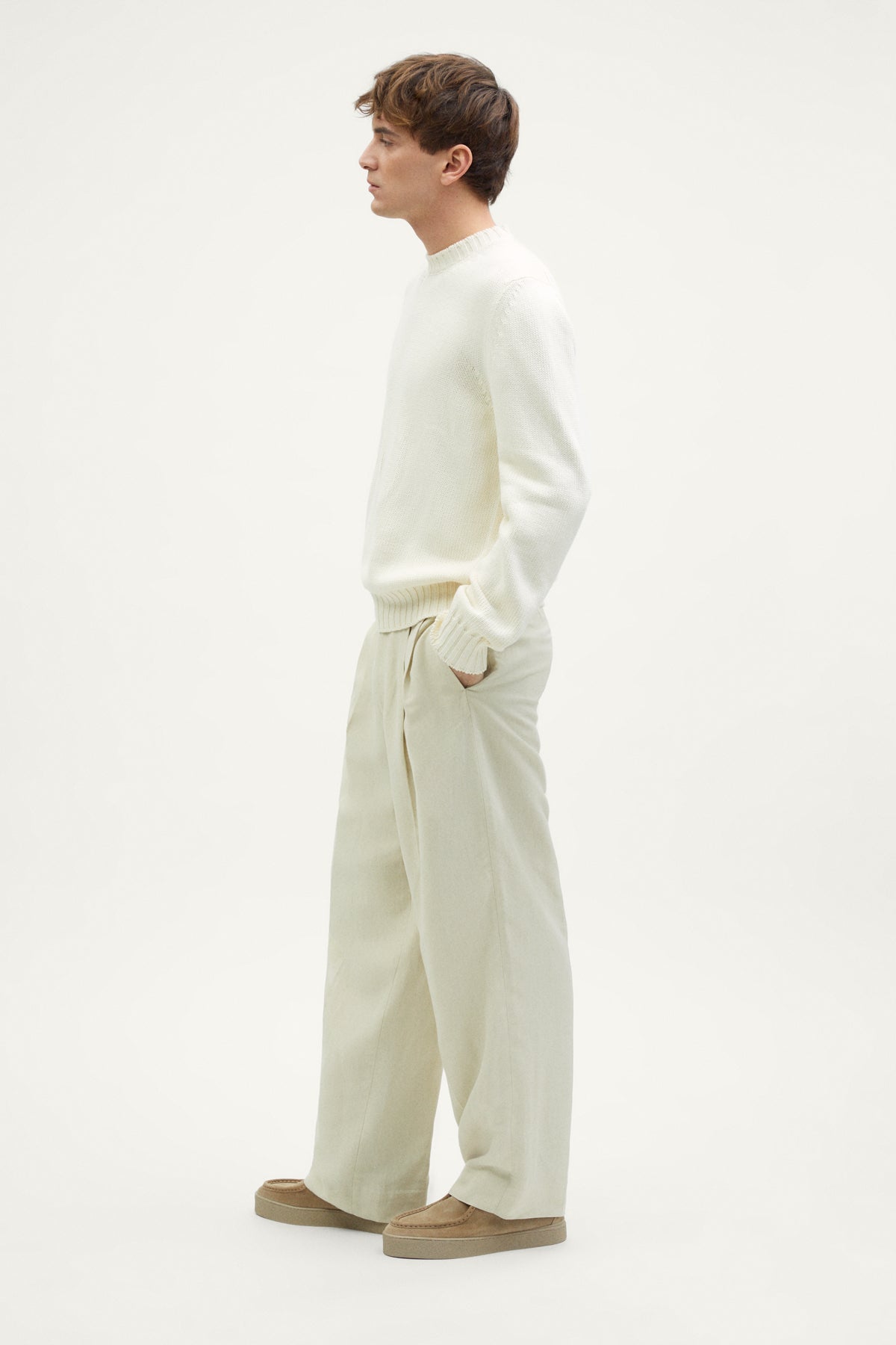 the organic cotton tricot sweater crewneck milk white