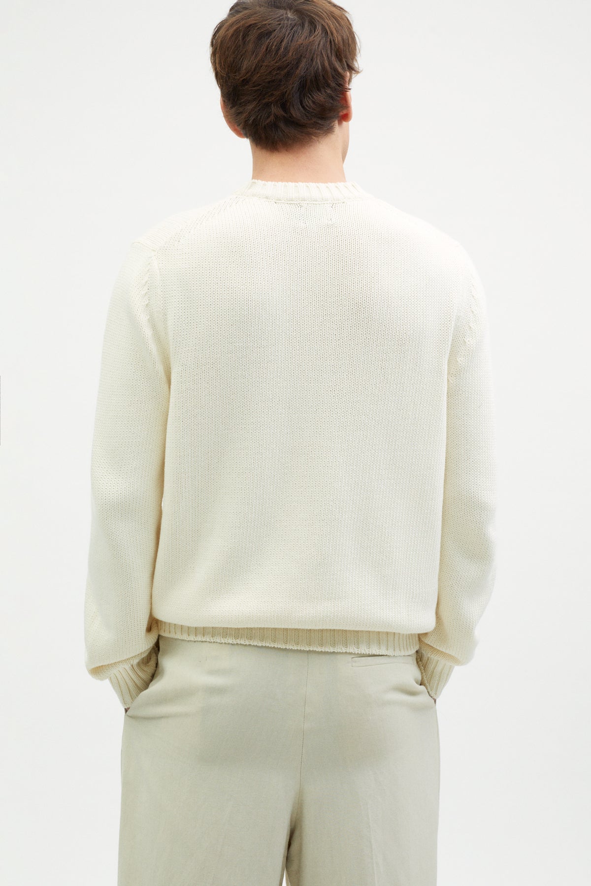 the organic cotton tricot sweater crewneck milk white
