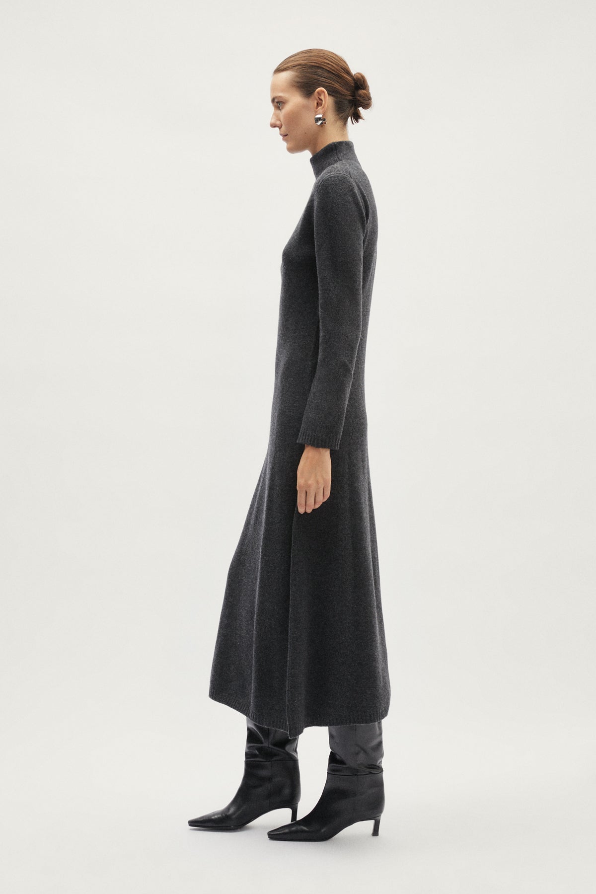 The Woolen Flared Dress - grey
