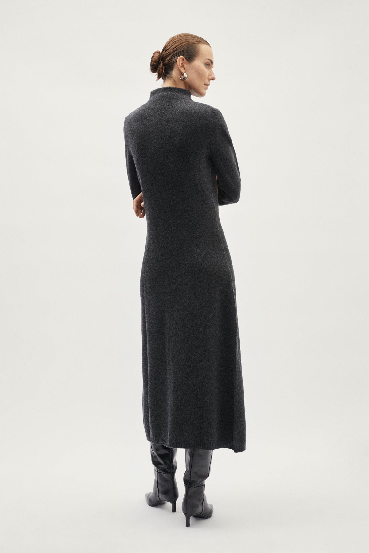 The Woolen Flared Dress - grey
