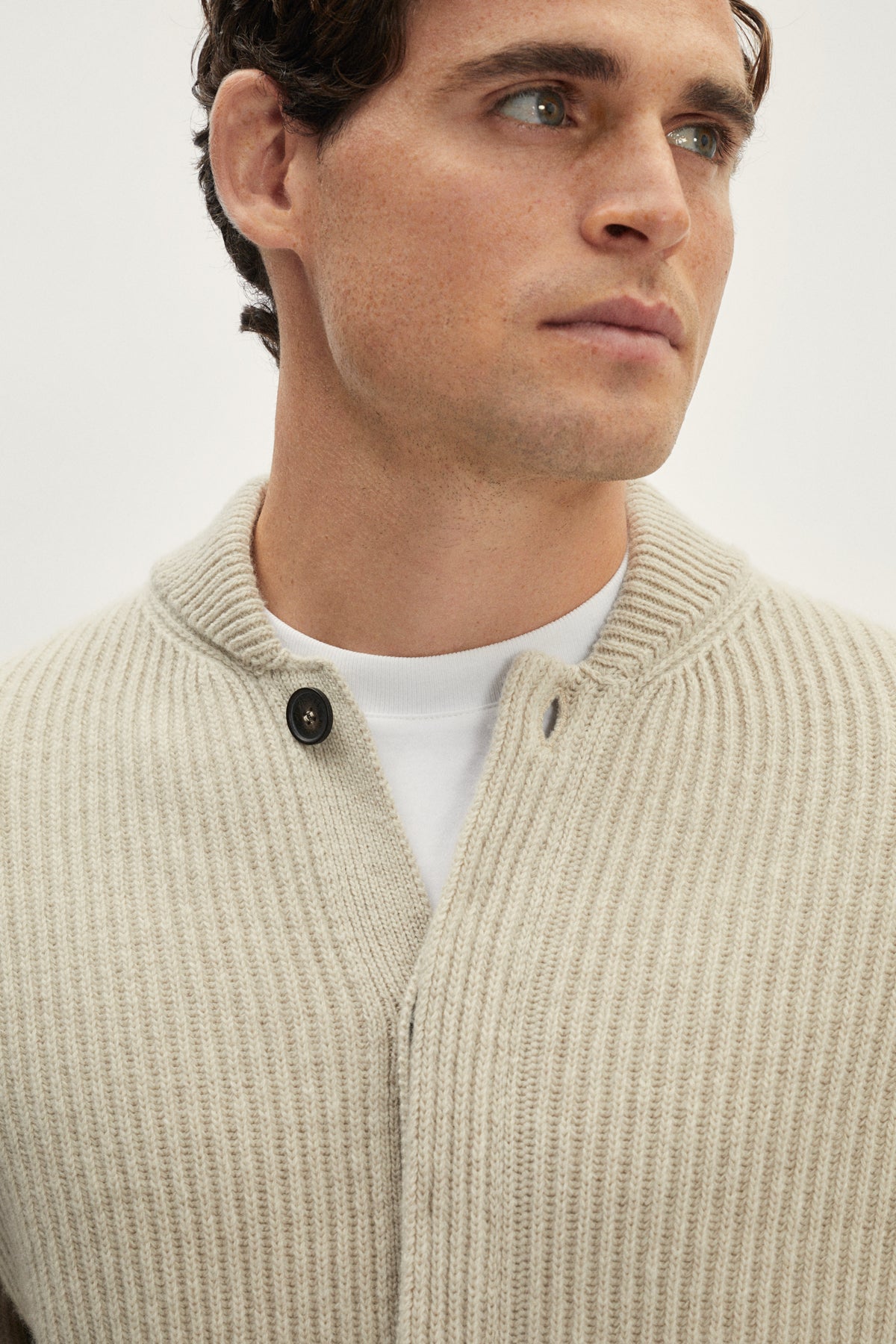 The Woolen Ribbed Bomber - ecru