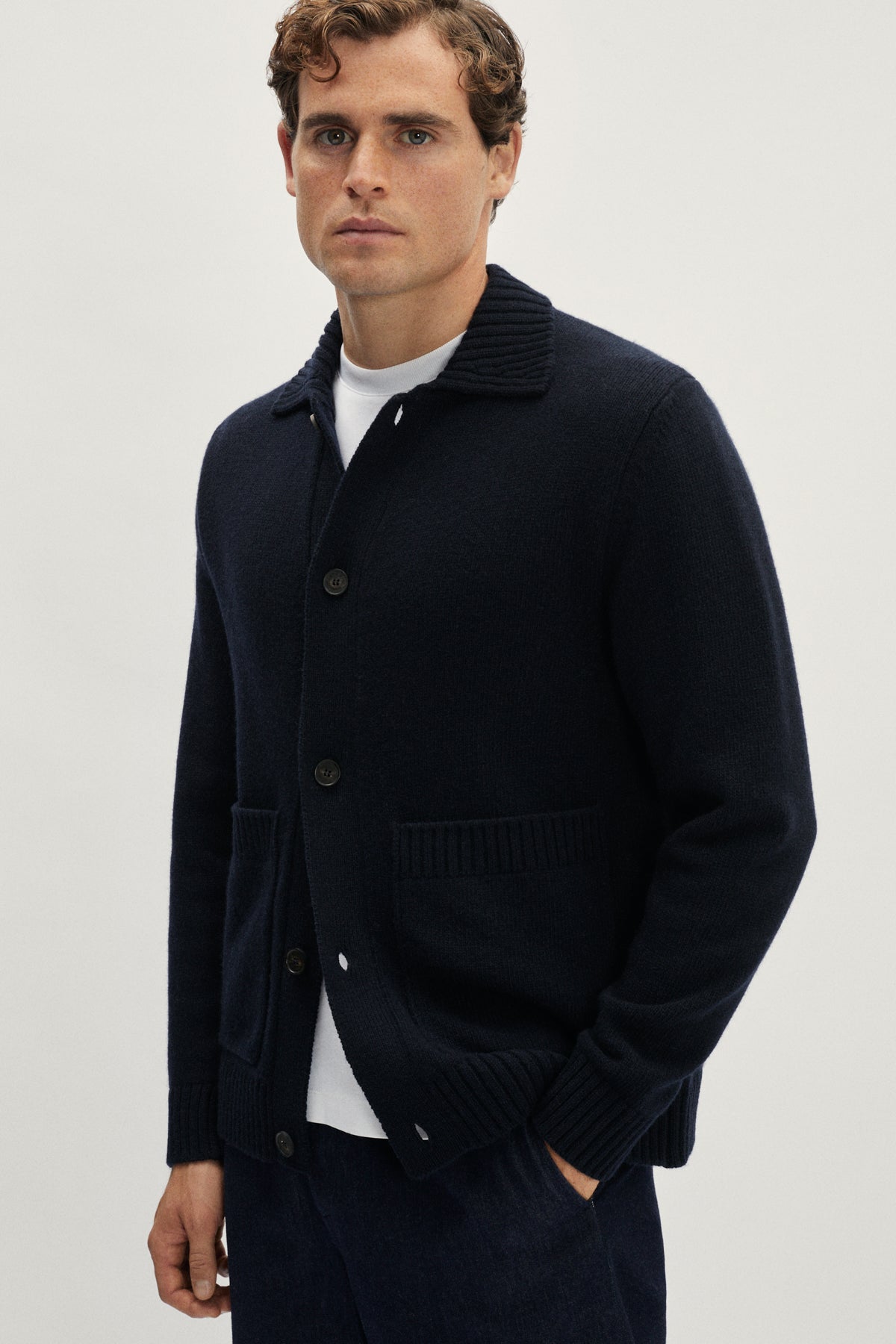 The Woolen Knit Jacket - Blue