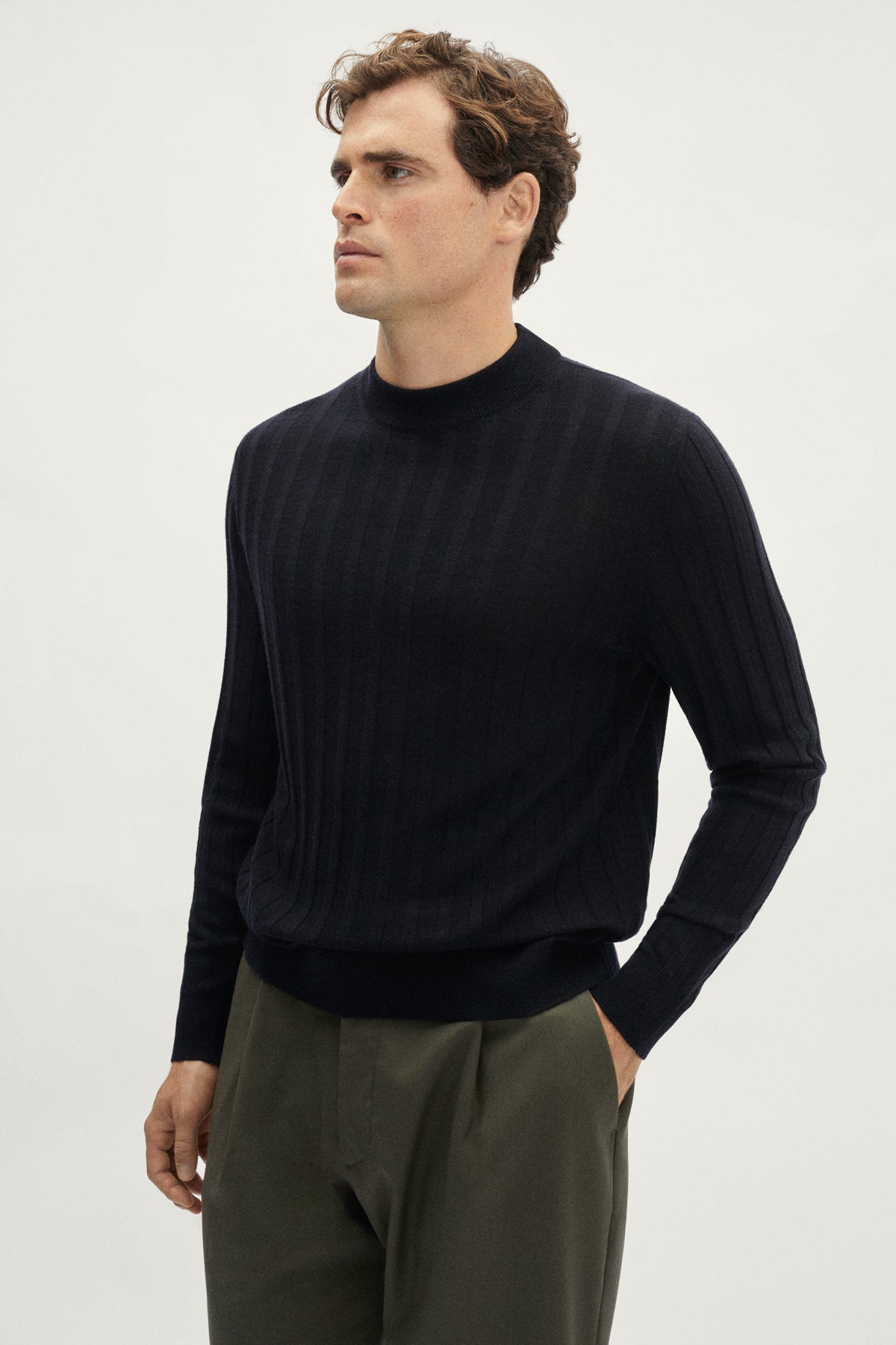 The Ultrasoft Ribbed Mock-neck blue
