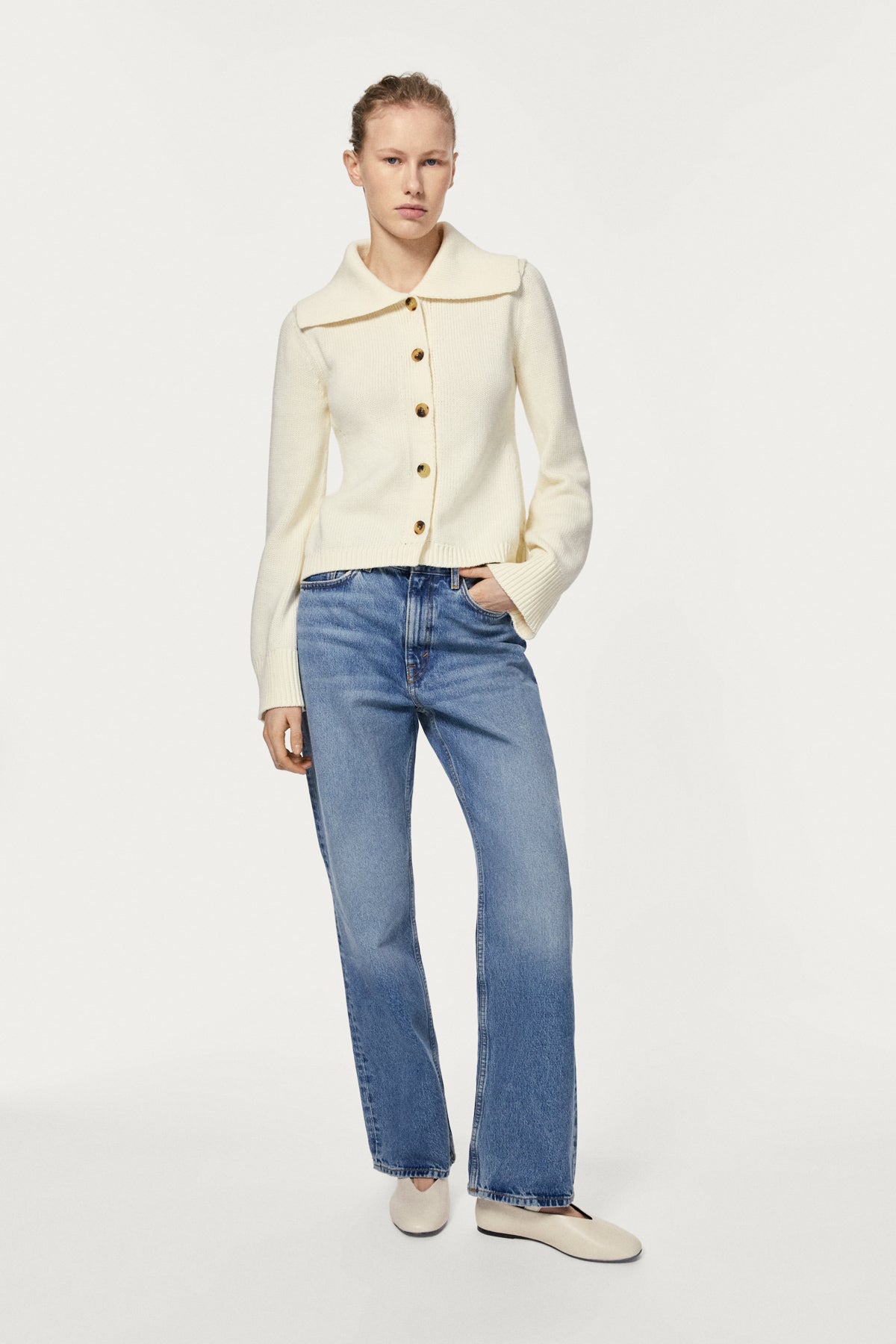 The Organic Cotton Tricot Cardigan milk white
