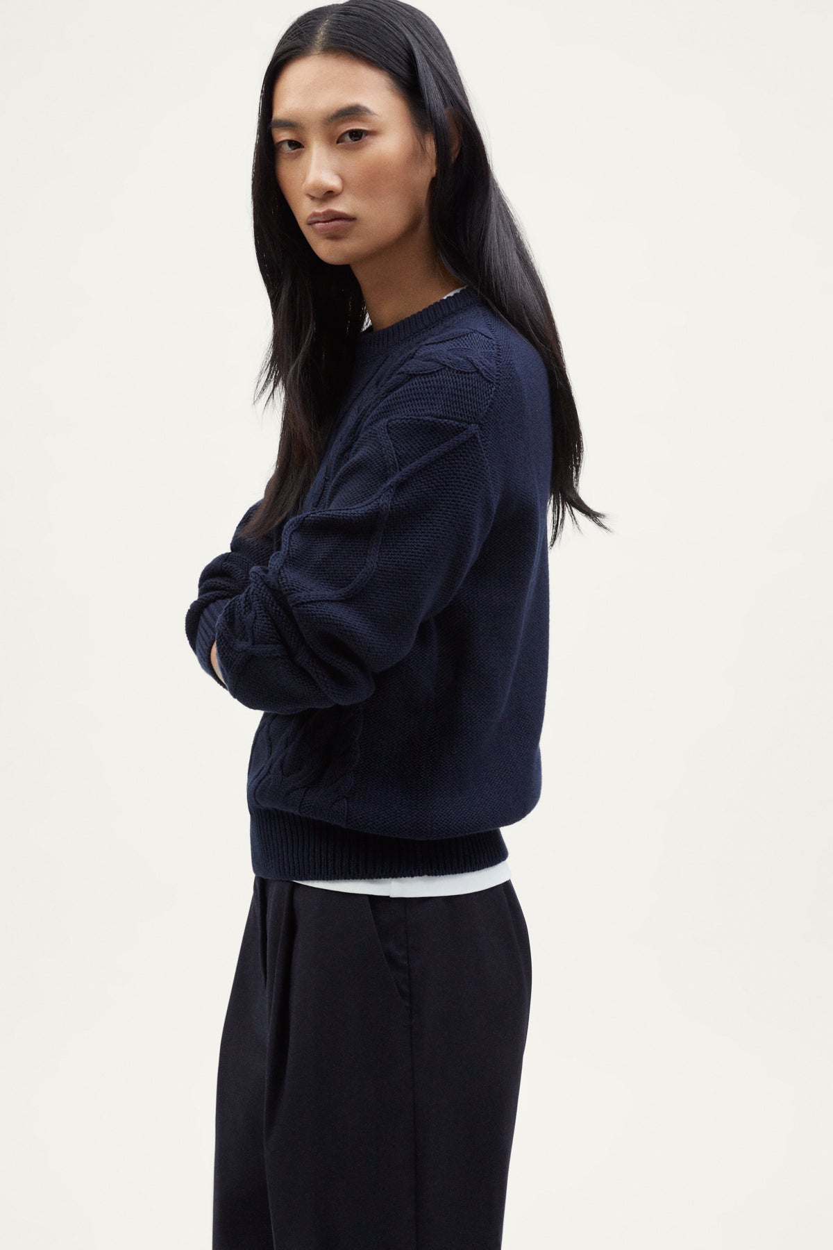 The Organic Cotton Aran Tricot Sweater blue