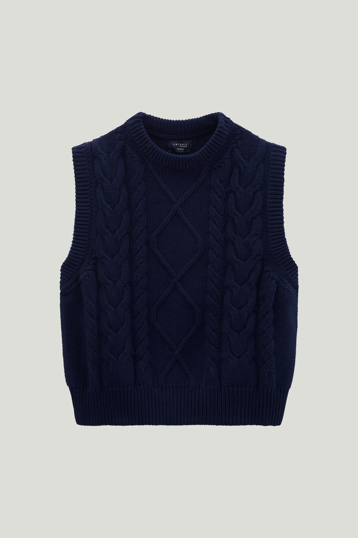 The Organic Cotton Aran Tricot Vest deep blue