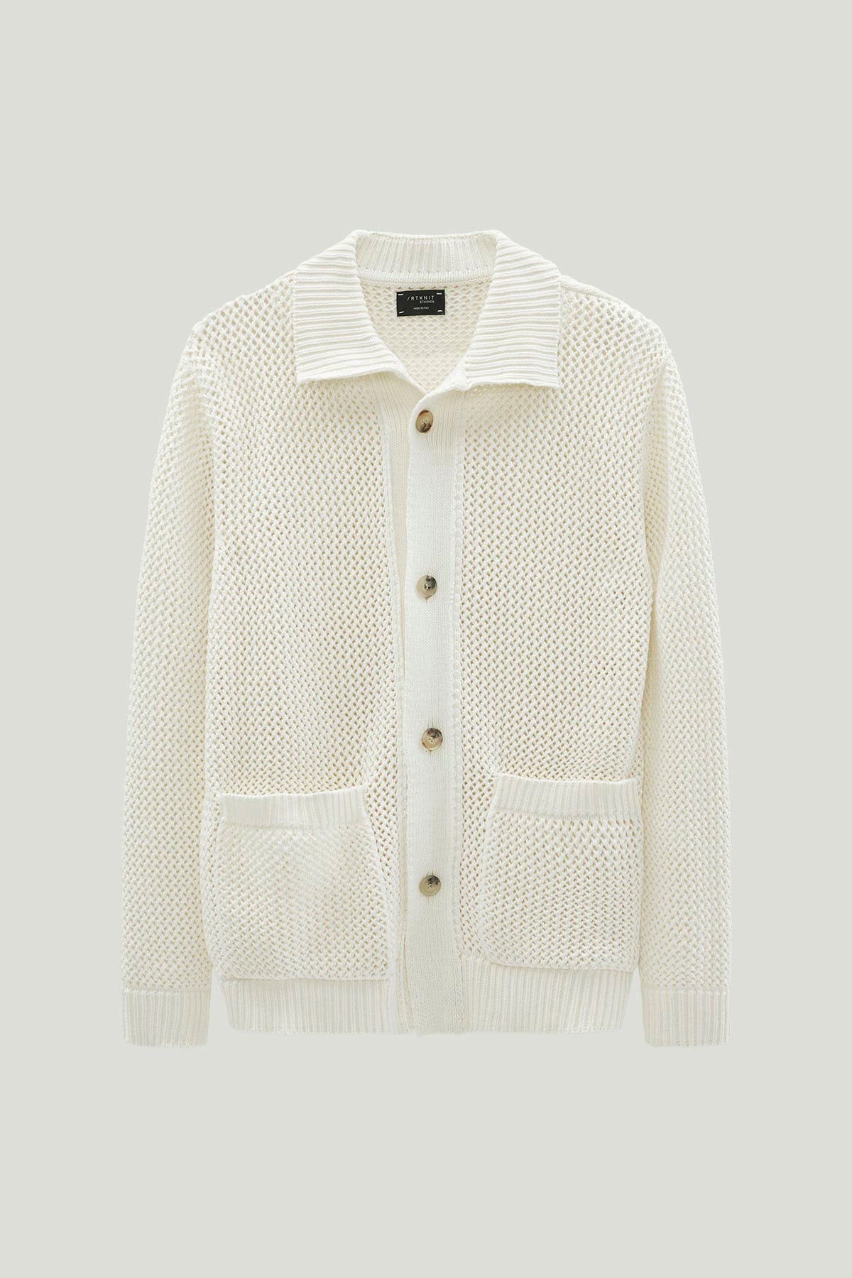 open tricot jacket milk white