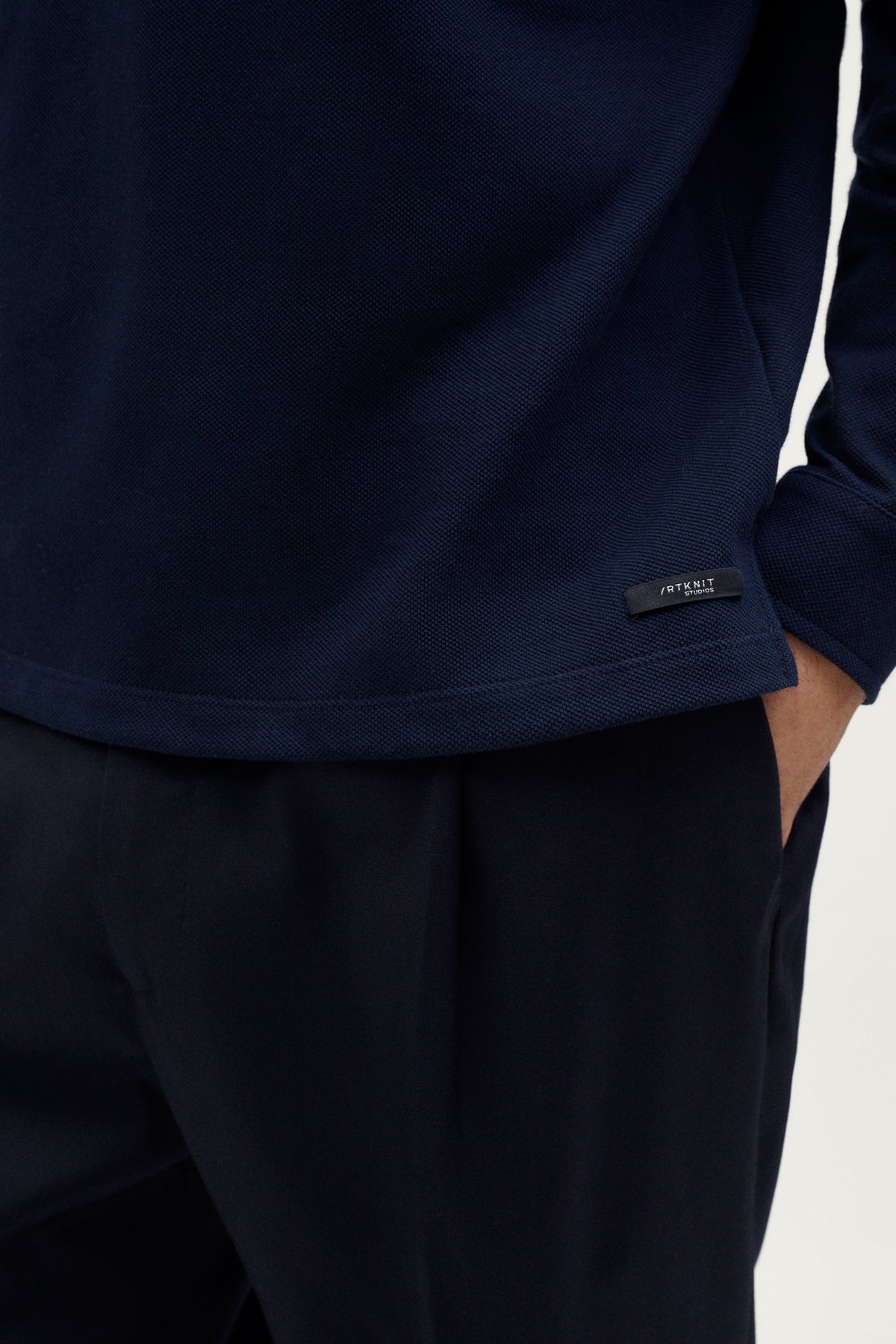 The Organic Cotton Piqué Long Sleeve Polo blue navy