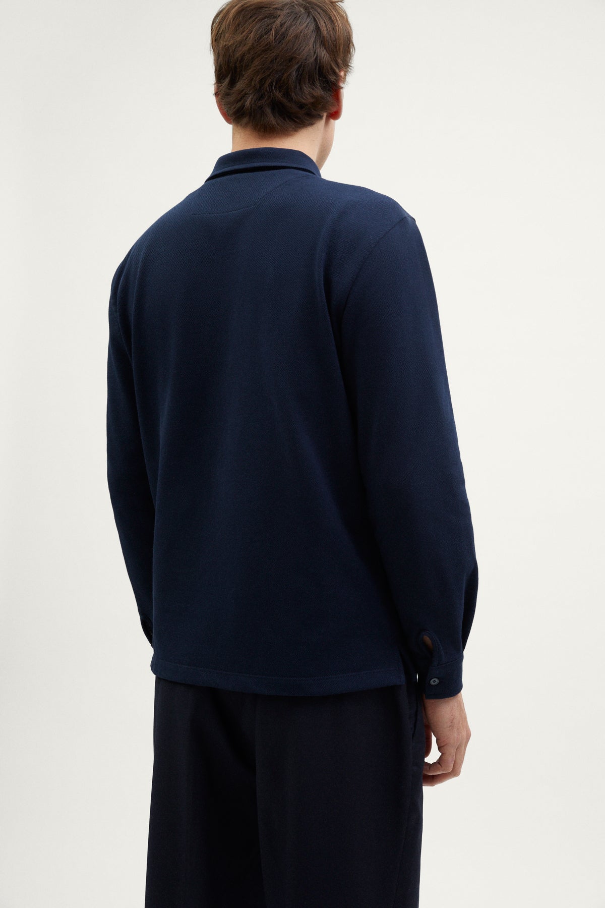 The Organic Cotton Piqué Long Sleeve Polo blue navy