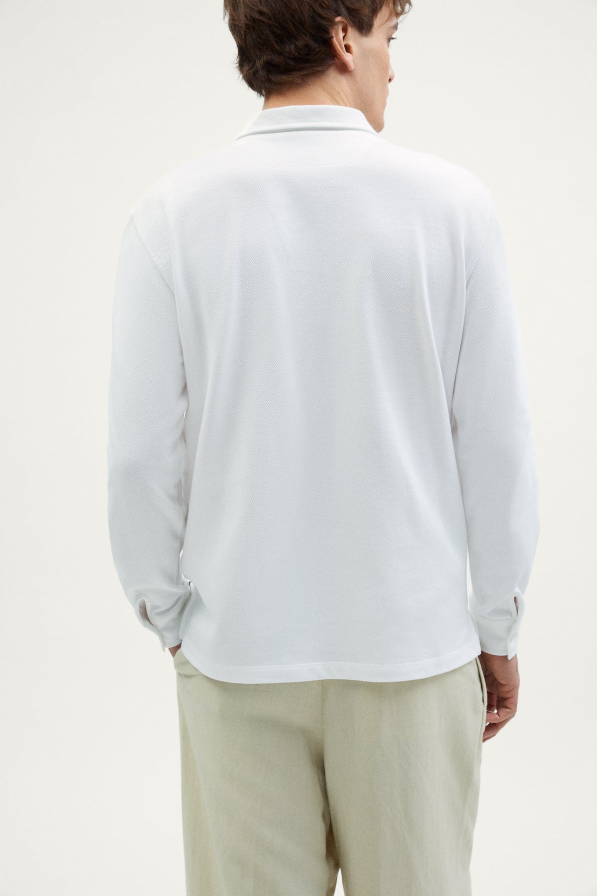 The Organic Cotton Piqué Long Sleeve Polo off white