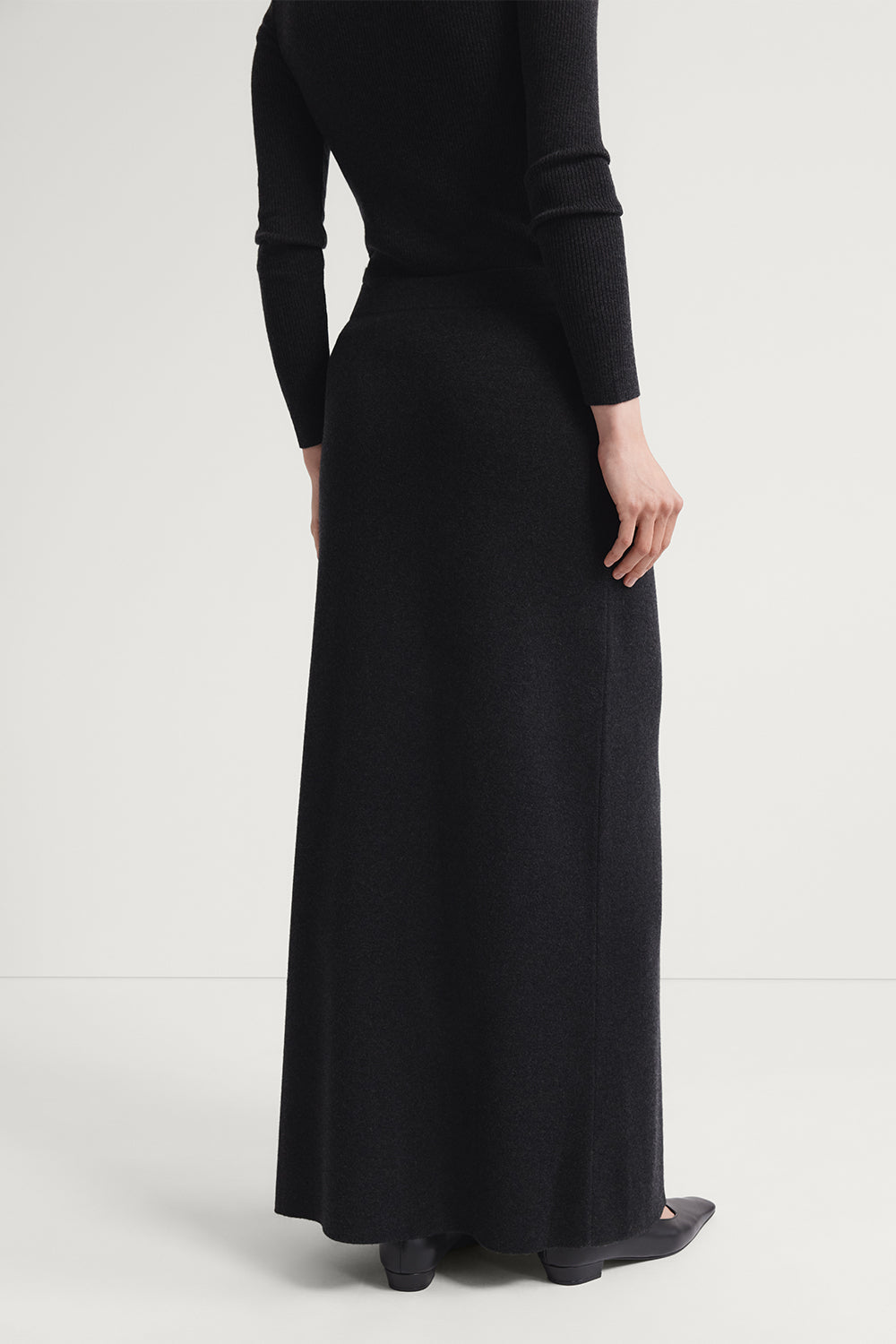 The Ultrasoft Wool Flare Skirt Anthracite Melange