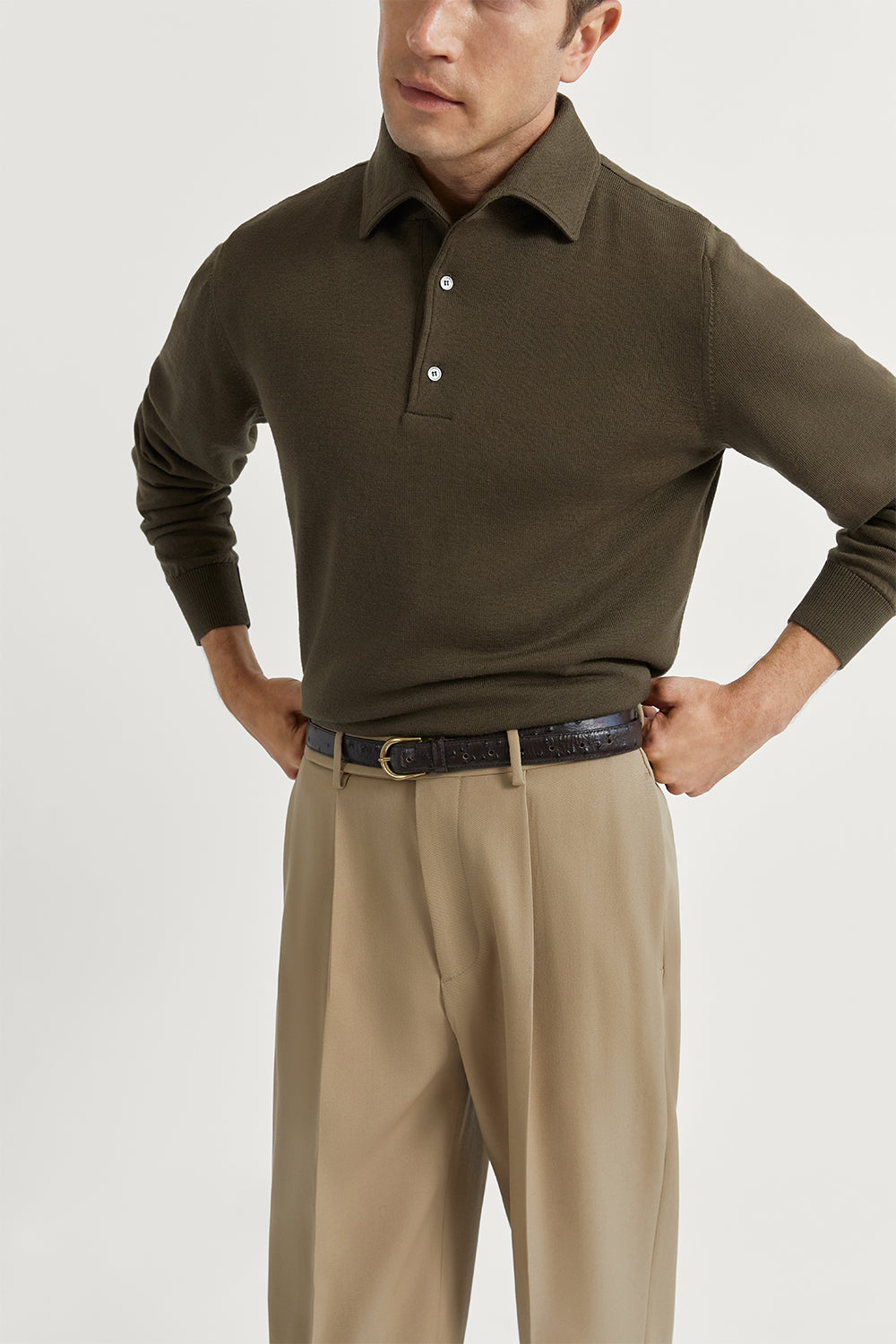 The Merino Wool Sartorial Polo Mud