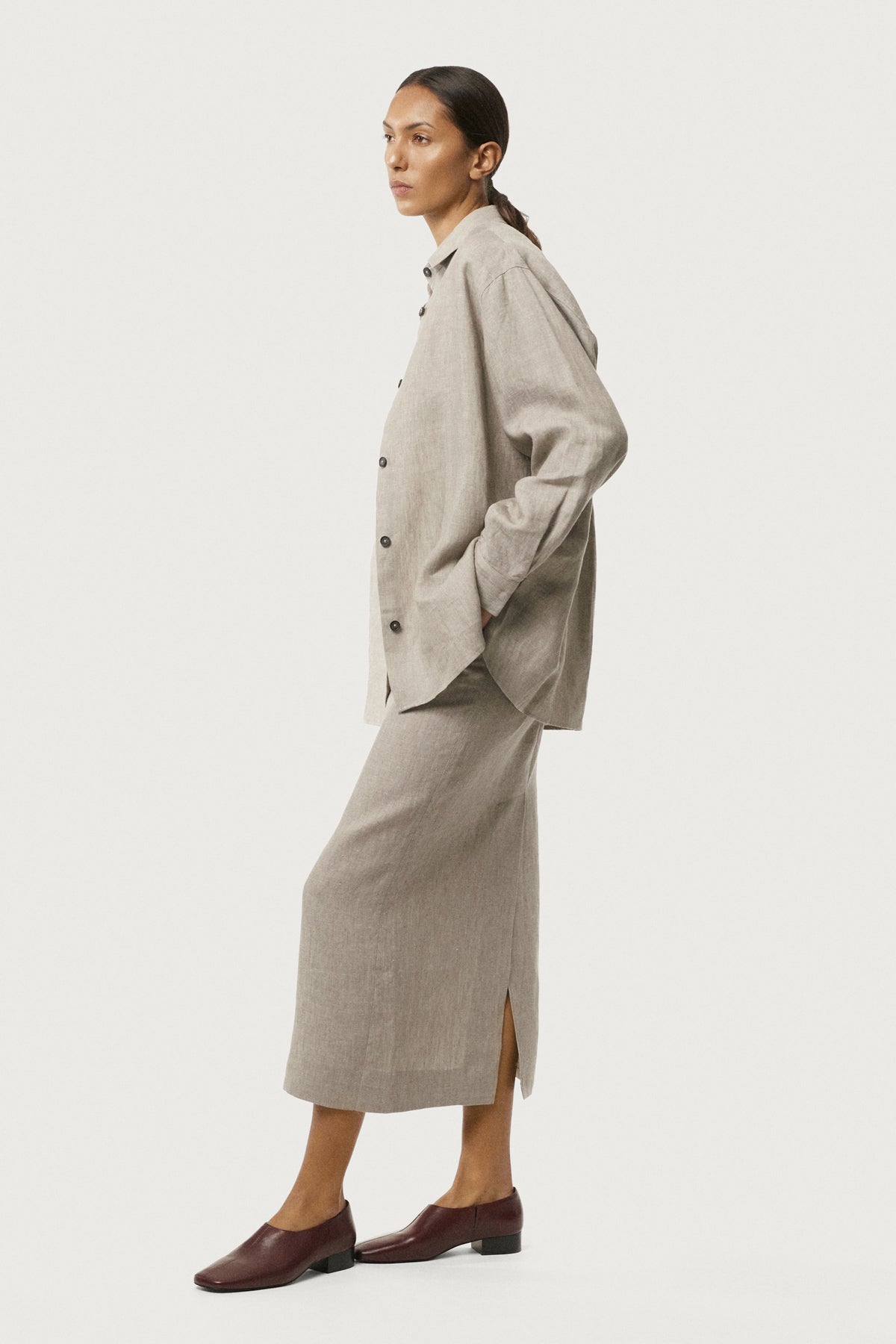 The Linen Twill Skirt beige