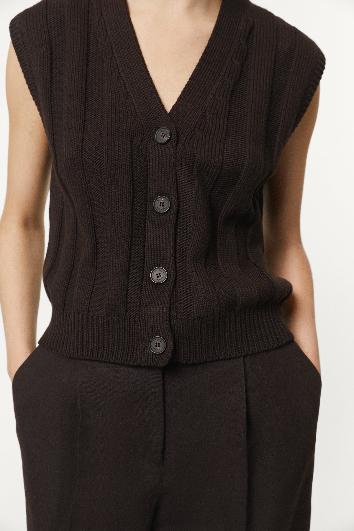 Trikot-Weste/Pullunder aus Bio-Baumwolle mit flacher Rippe