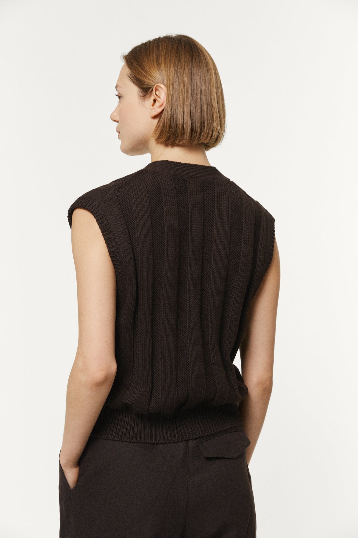 Gilet Tricot a Costa Piatta in Cotone Organico