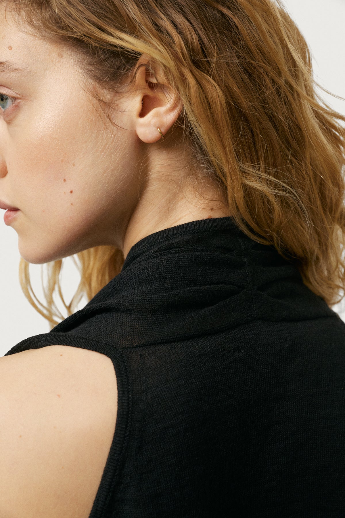 The Linen Cotton Wrap Top Black