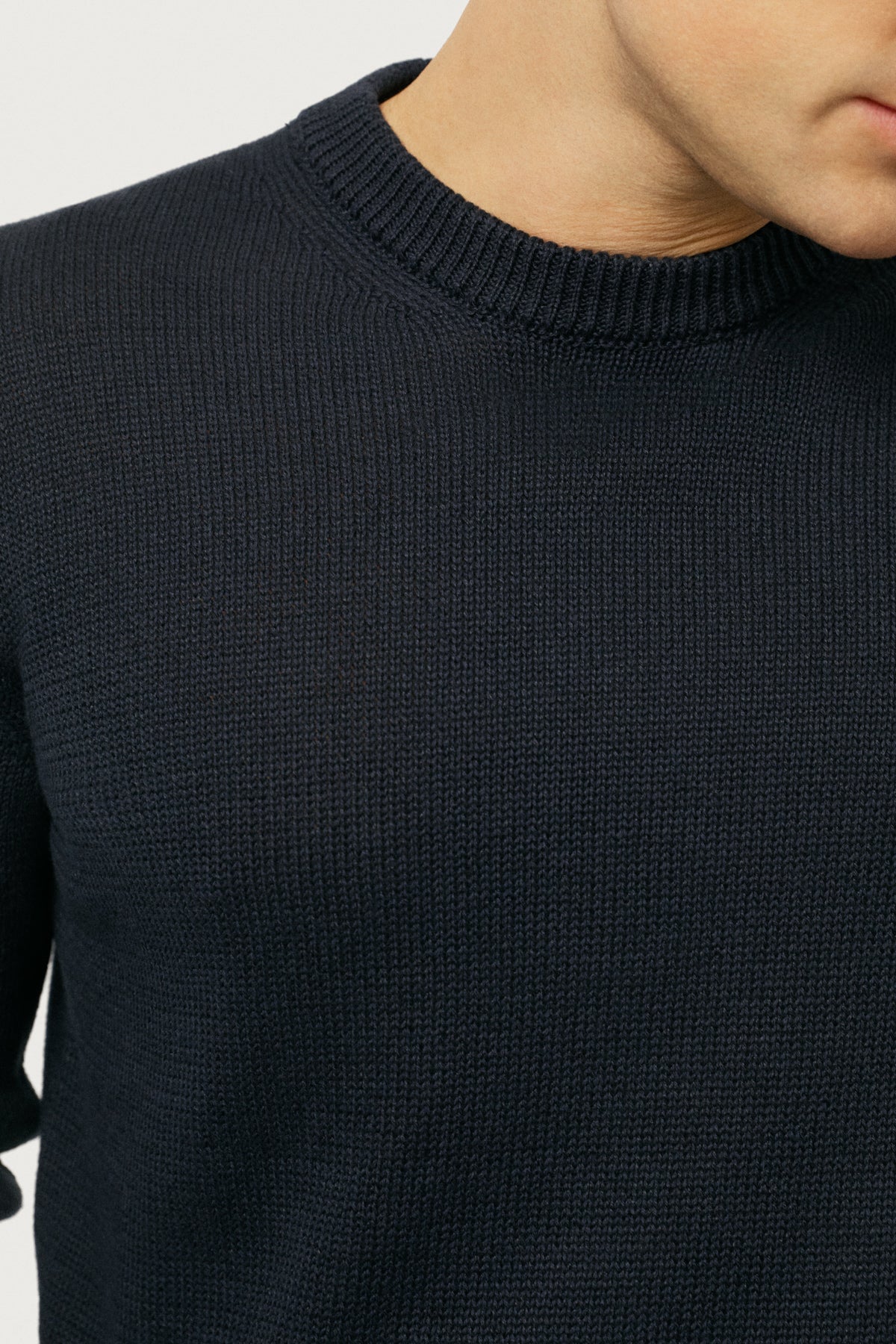 The Linen Cotton Crewneck Navy Blue