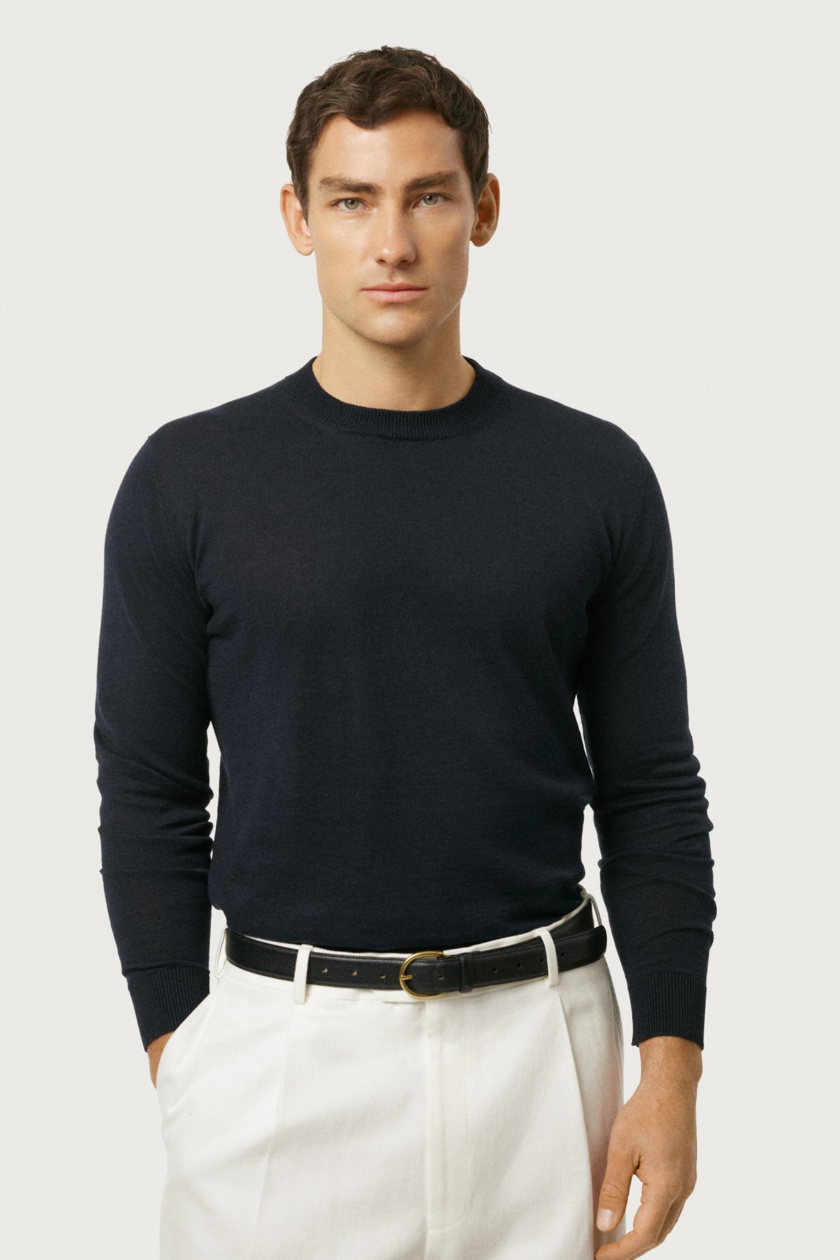 The Linen Cotton Knit Sweater Navy Blue