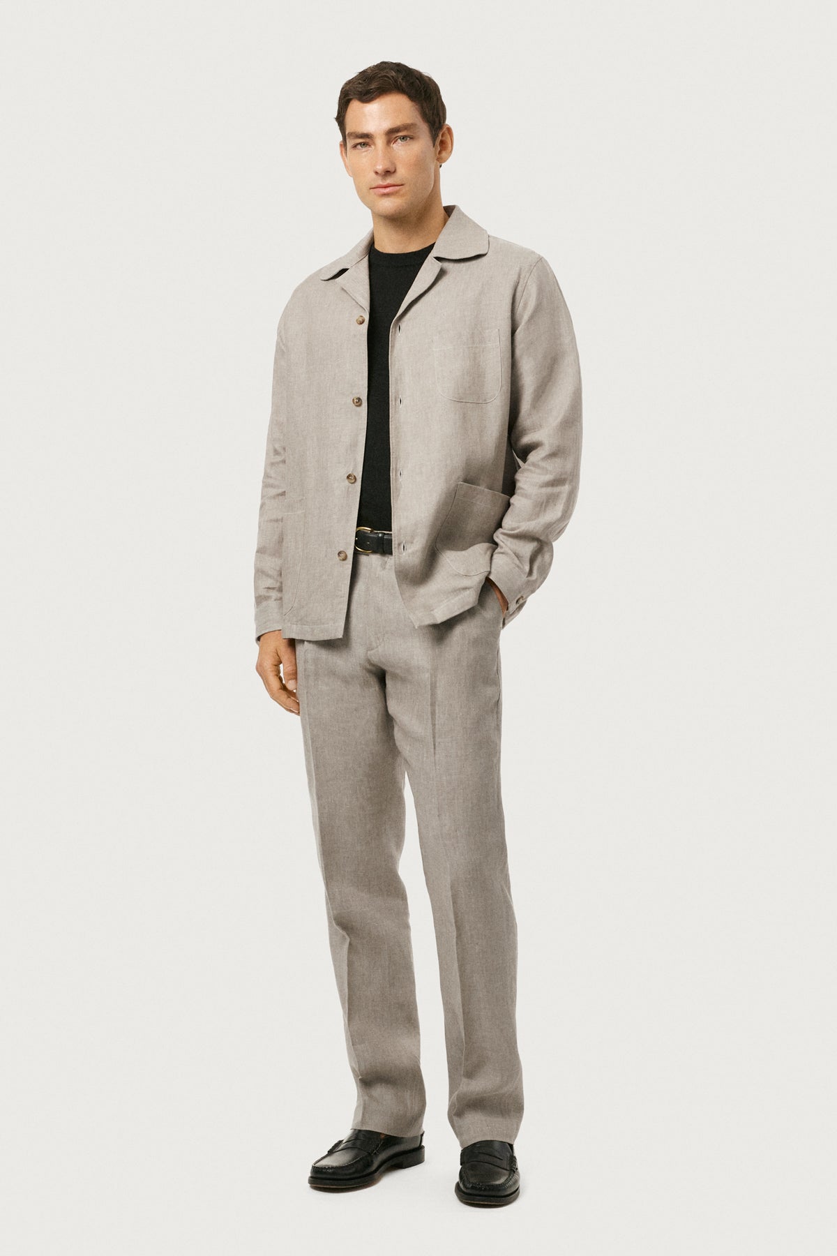 Bowling-Overshirt aus Leinentwill