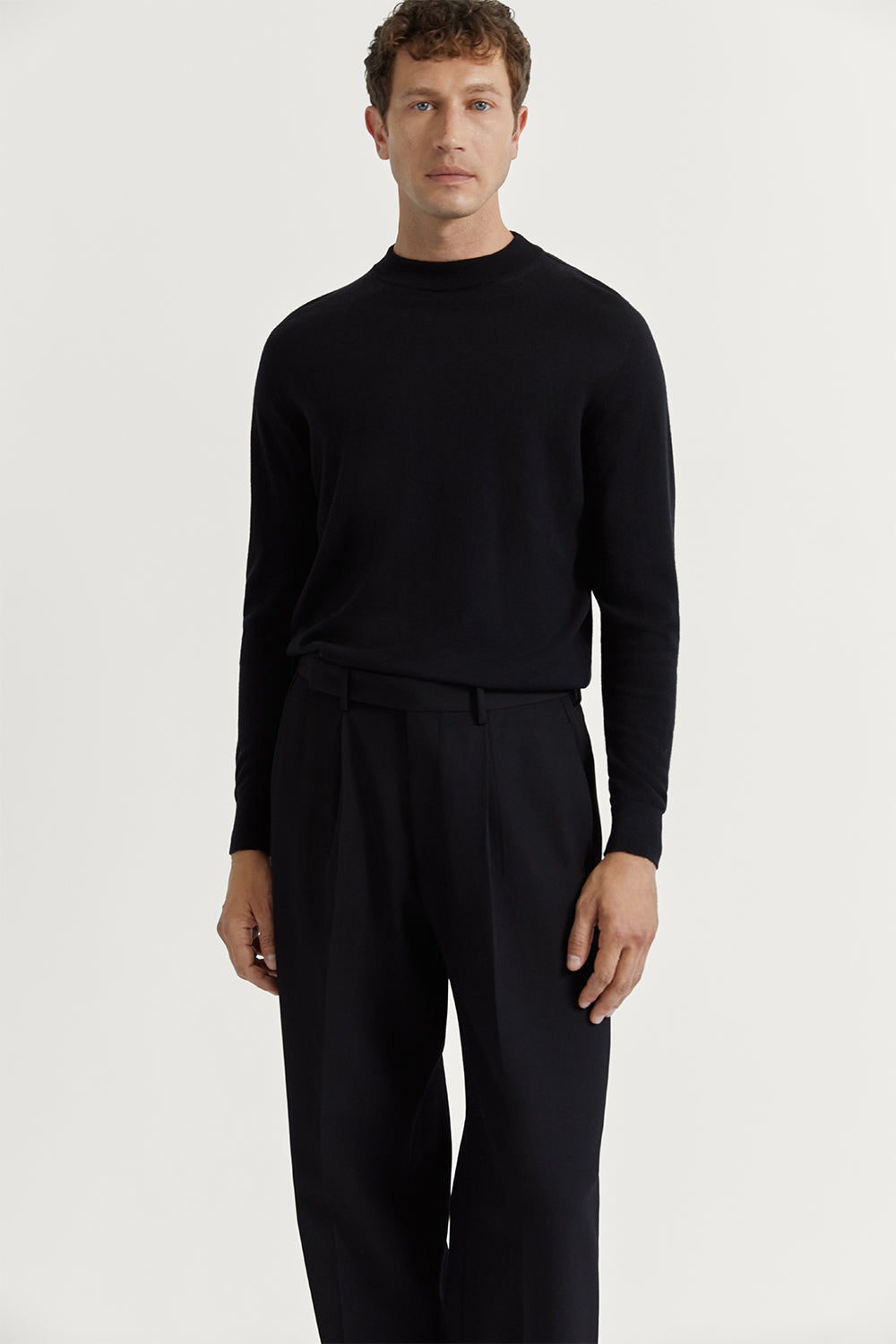 The Wool Gabardine Wide Pants Black