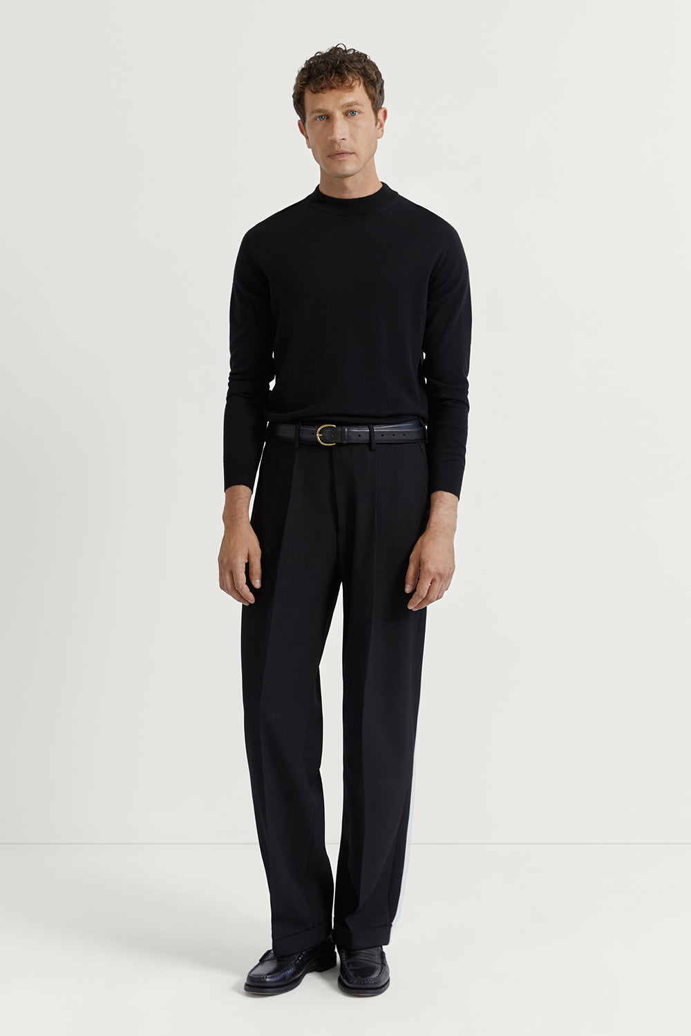 The Wool Gabardine Wide Pants Black
